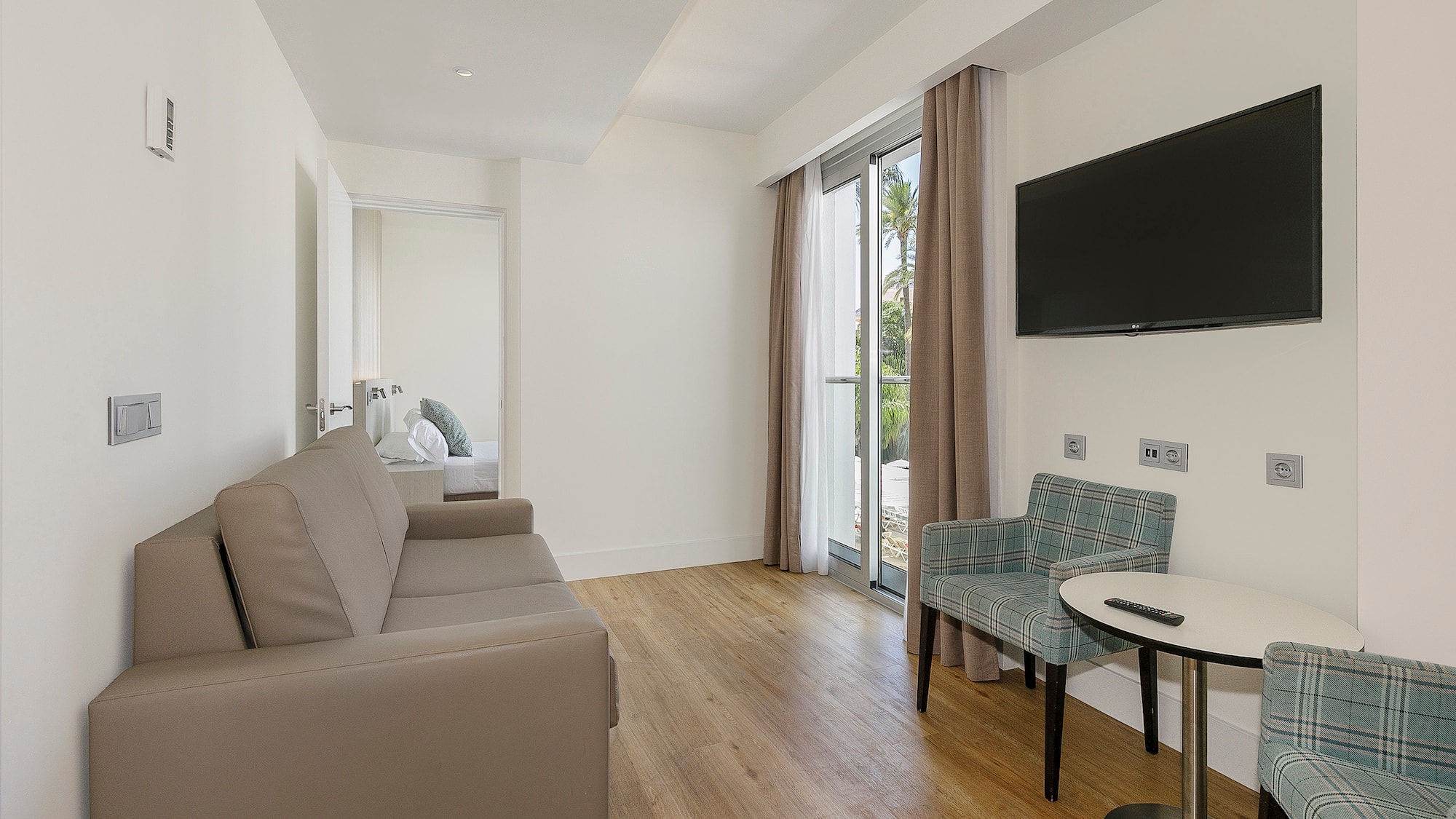 a room with a couch and a table