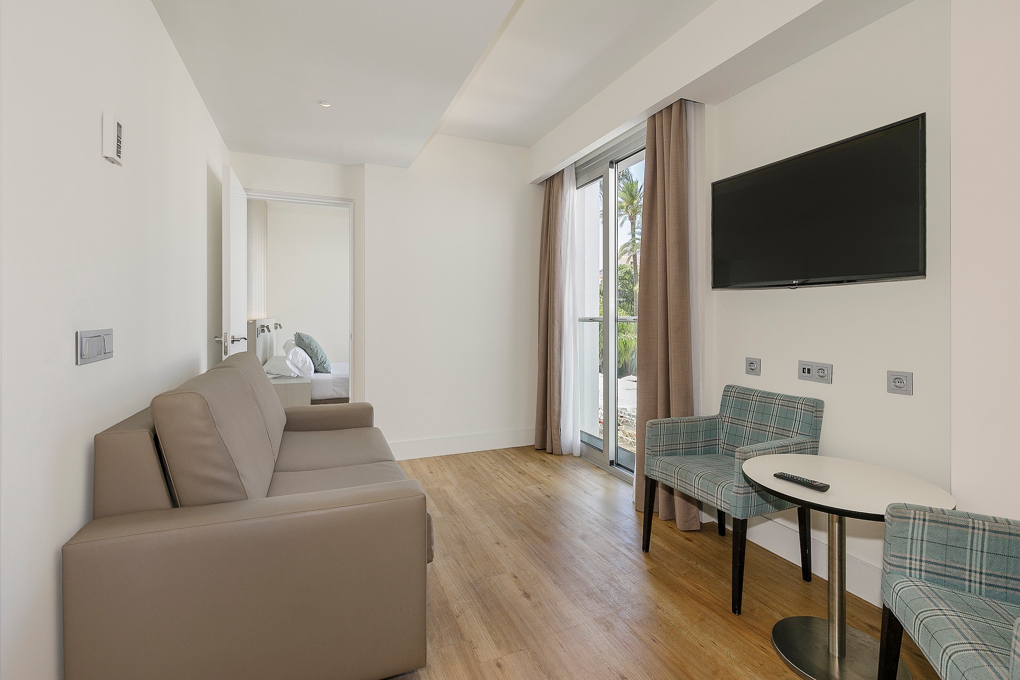 a room with a couch and a table