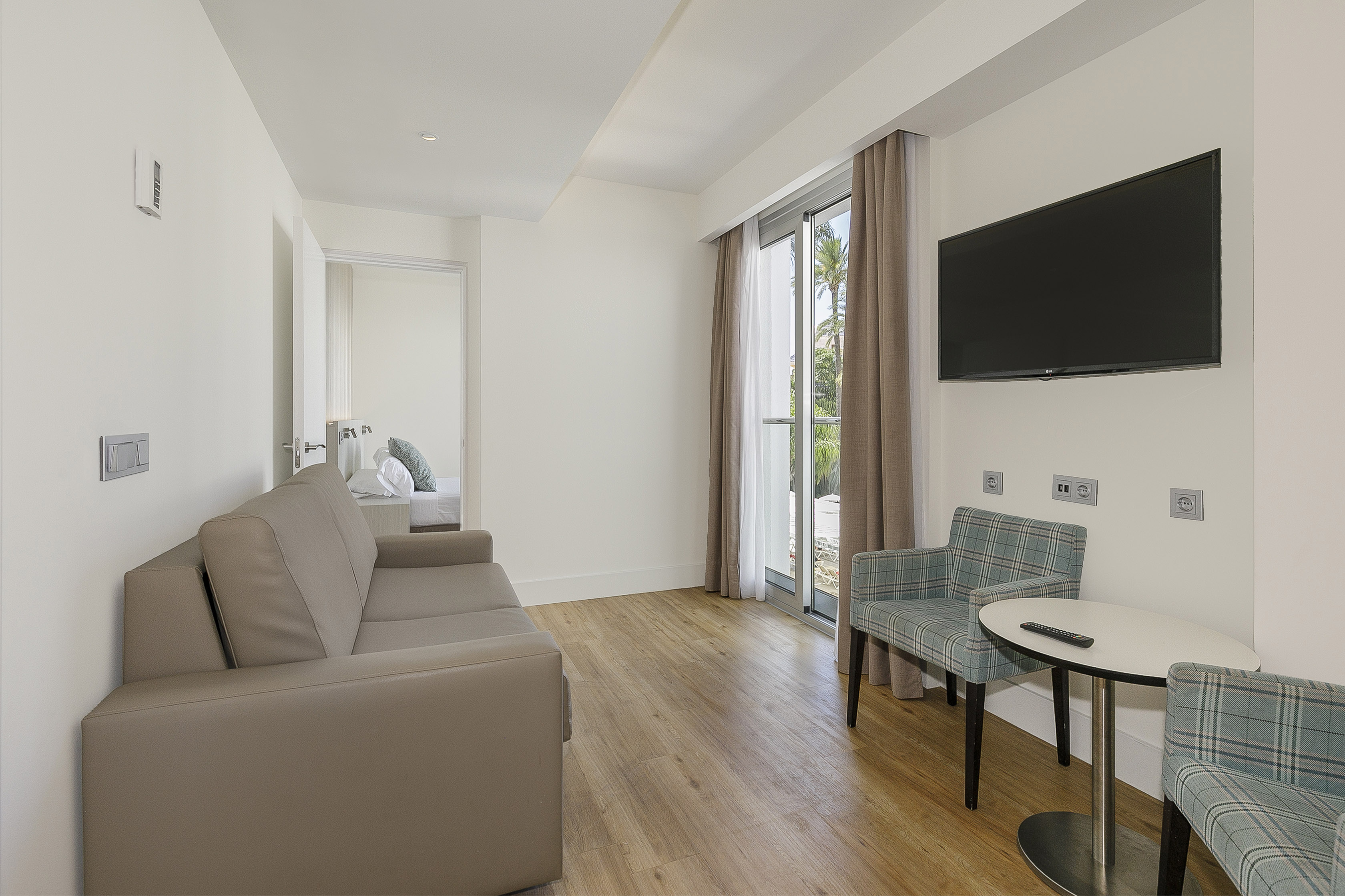 a room with a couch and a table