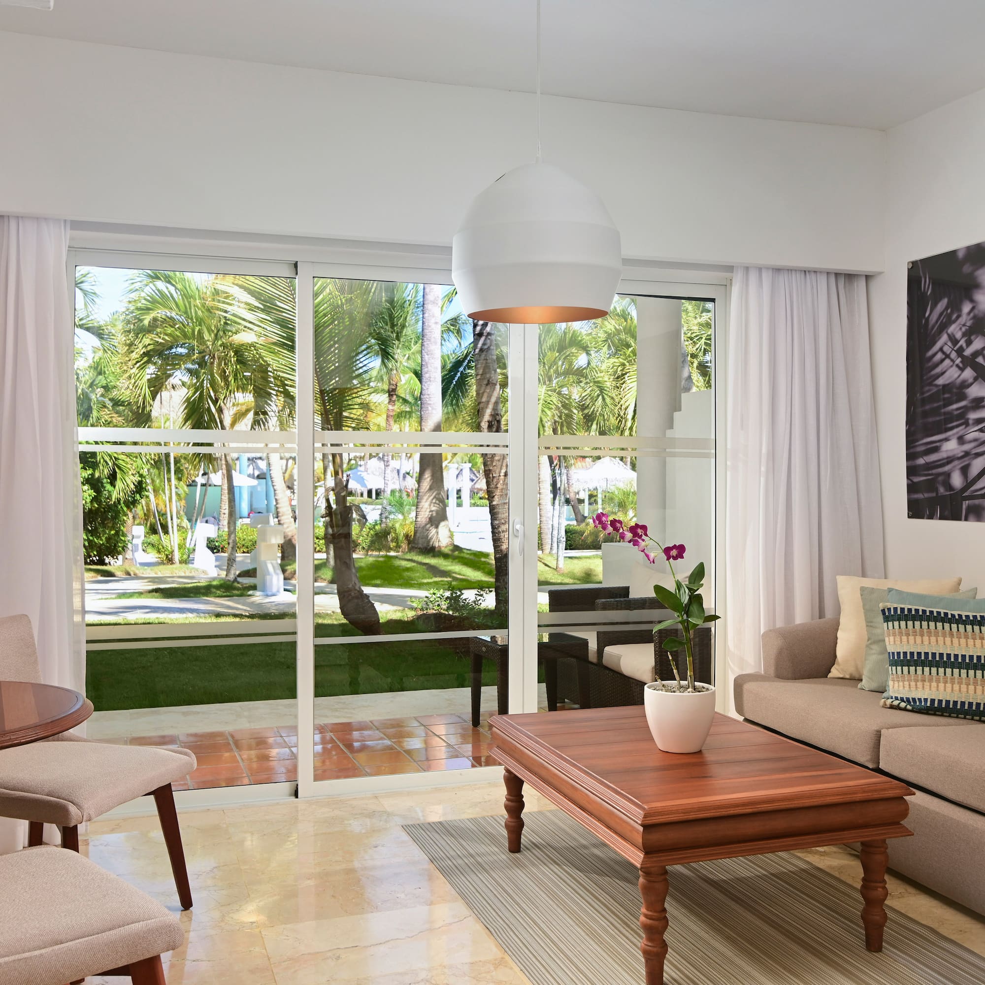 a living room with a couch and a coffee table
