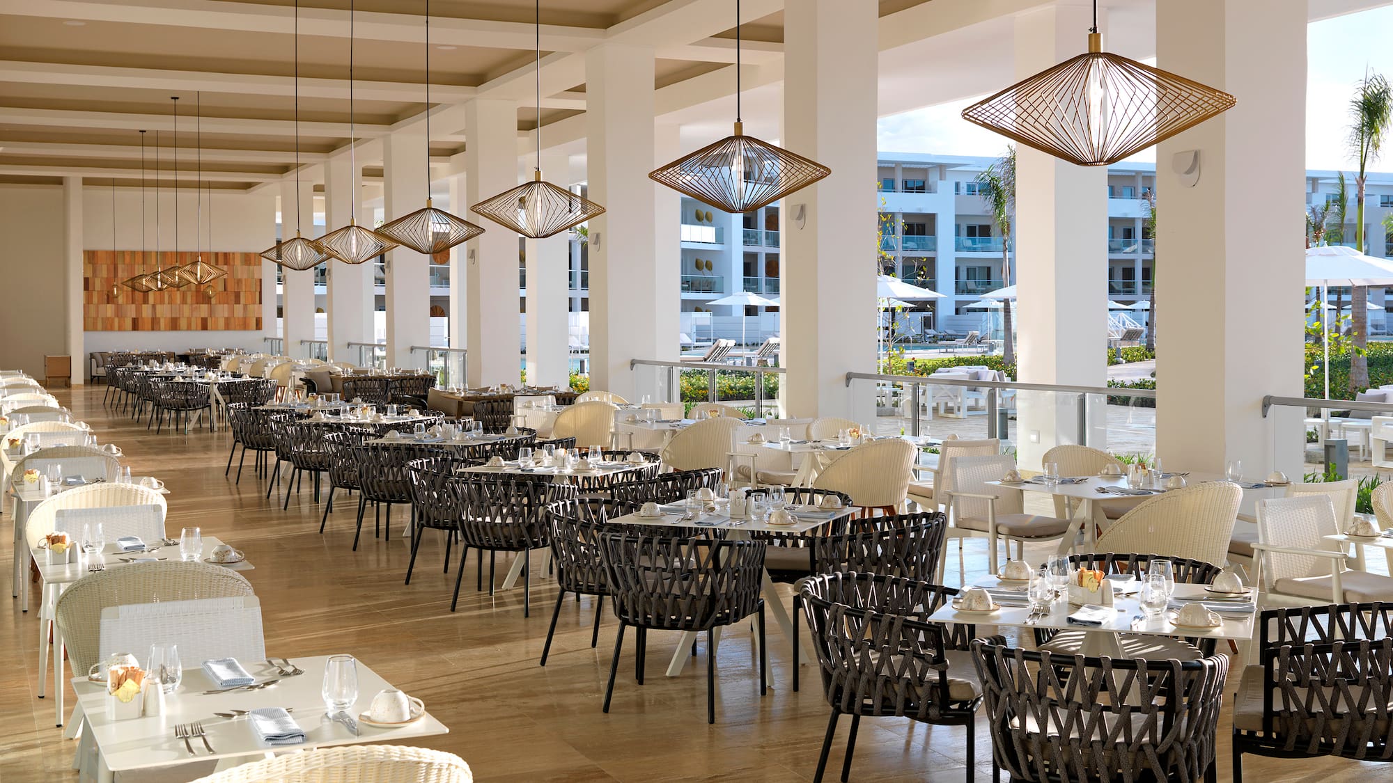 a restaurant with tables and chairs