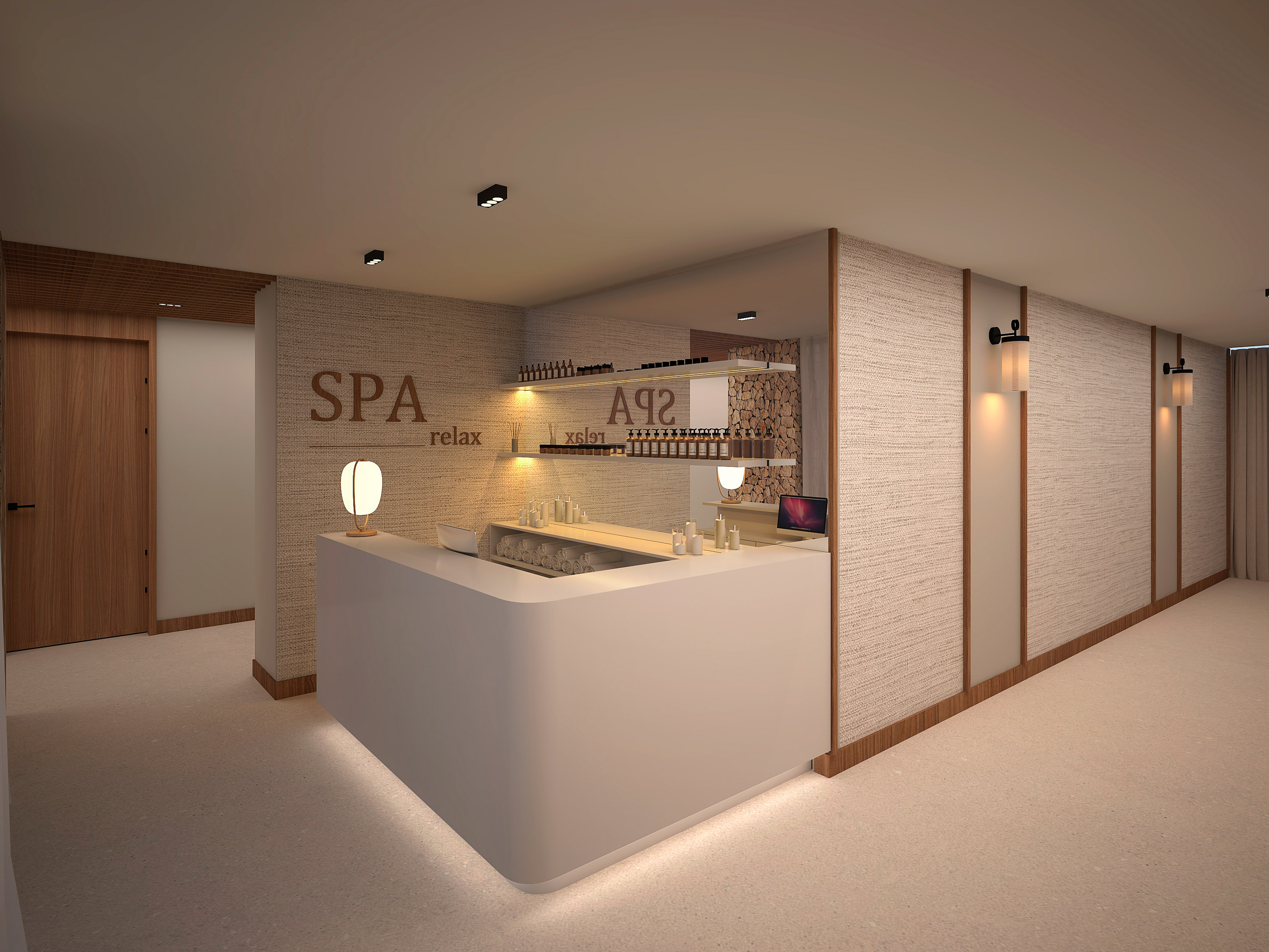 استقبال مركز سبا واسترخاء بتصميم مودرن وإضاءة هادئة - Spa & Wellness - Hotel Golf Santa Ponsa Meliá Collection, مايوركا