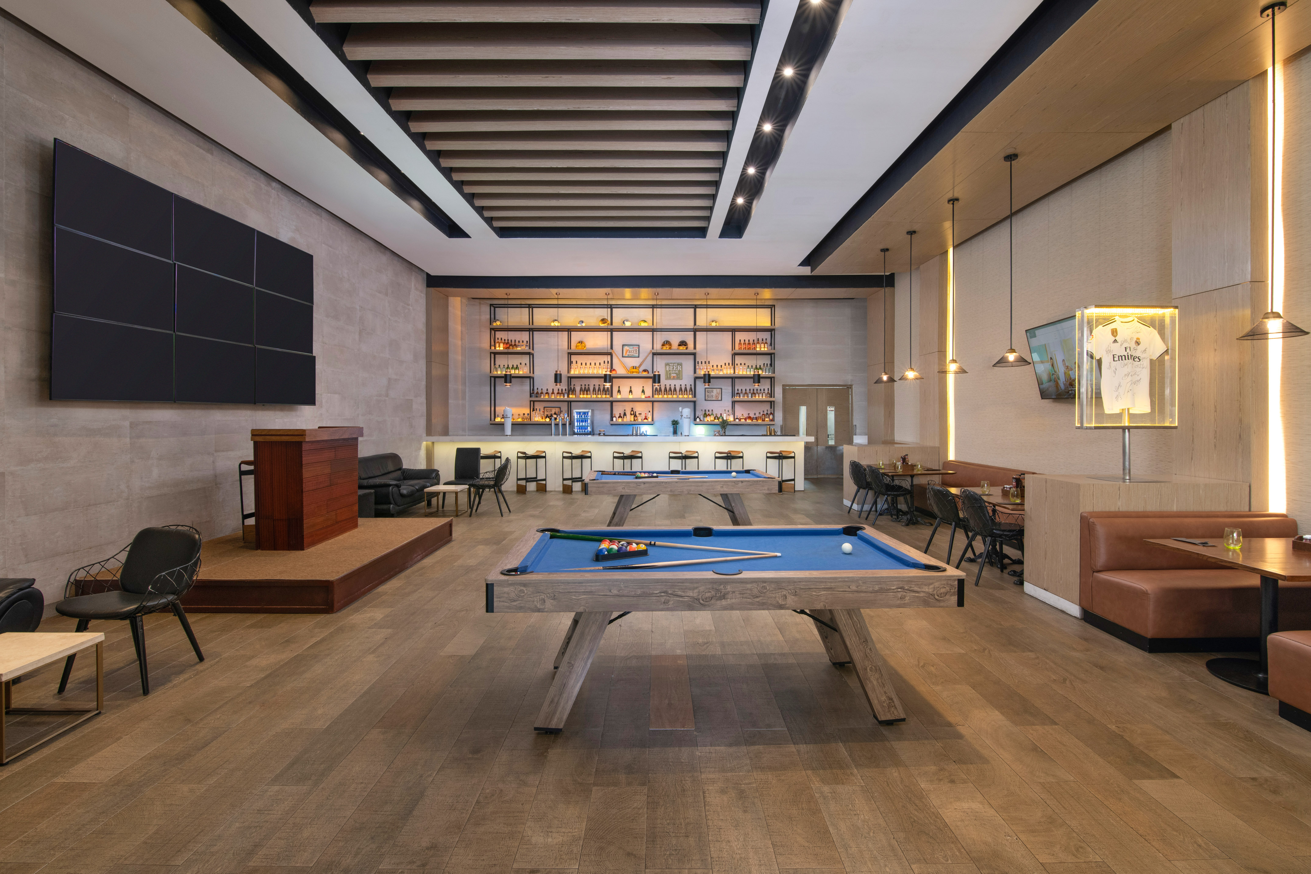 a pool table in a room