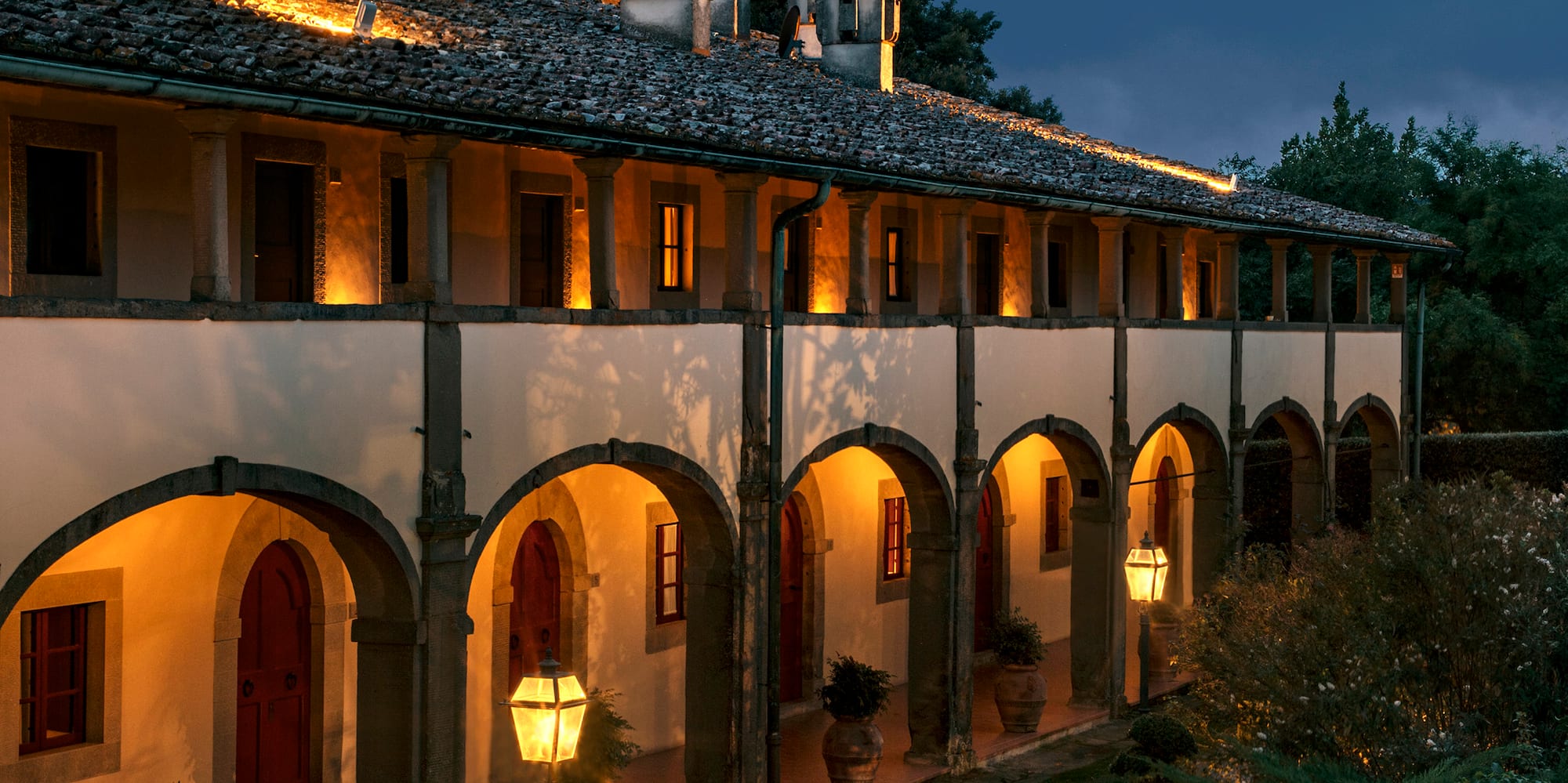 a building with lights on