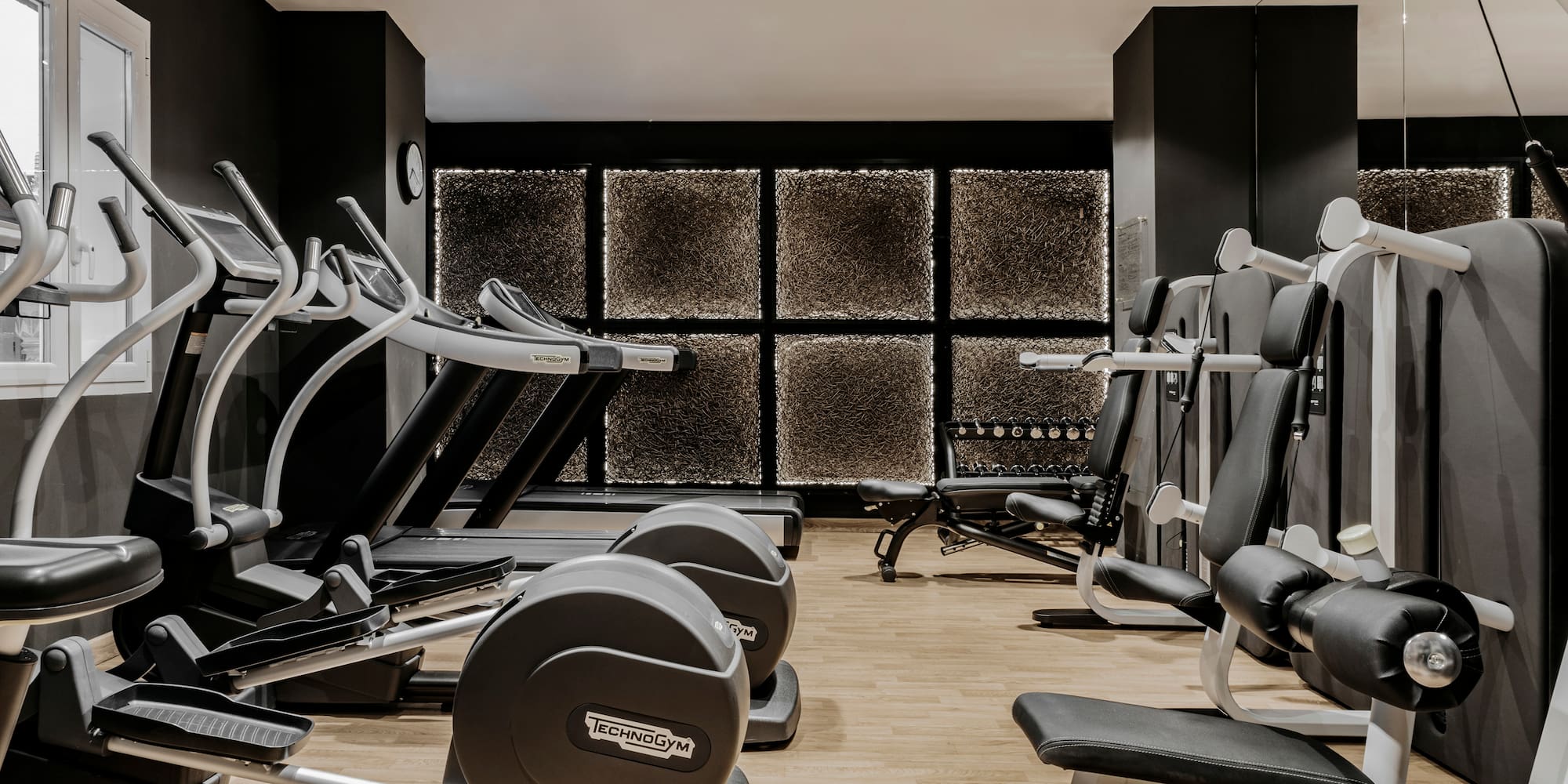 a room with exercise equipment