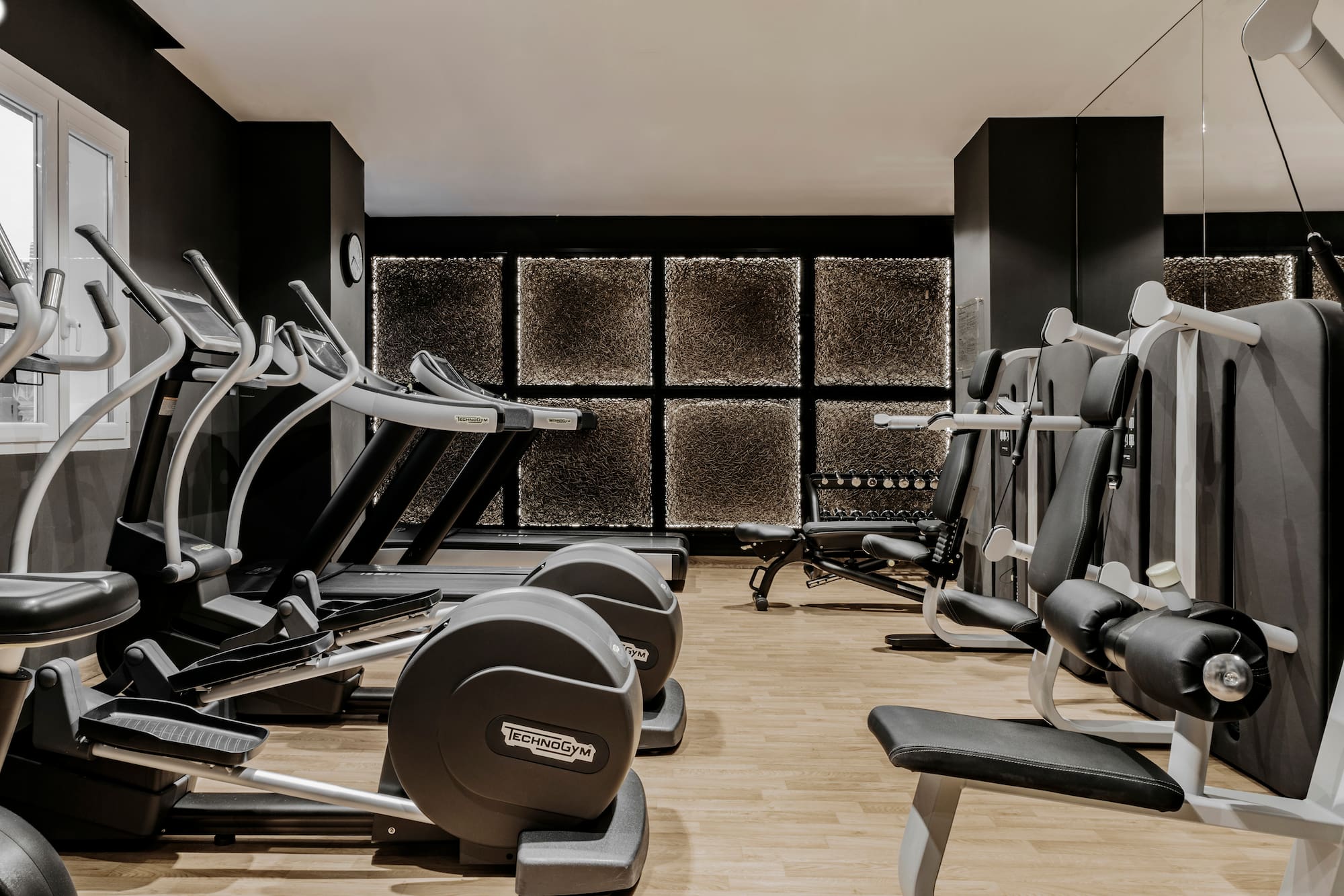 a room with exercise equipment