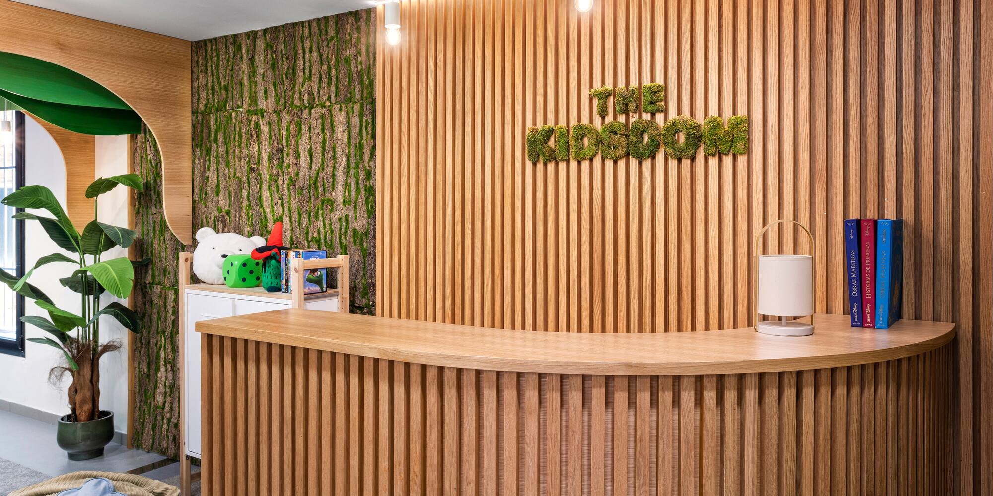 a reception desk in a room