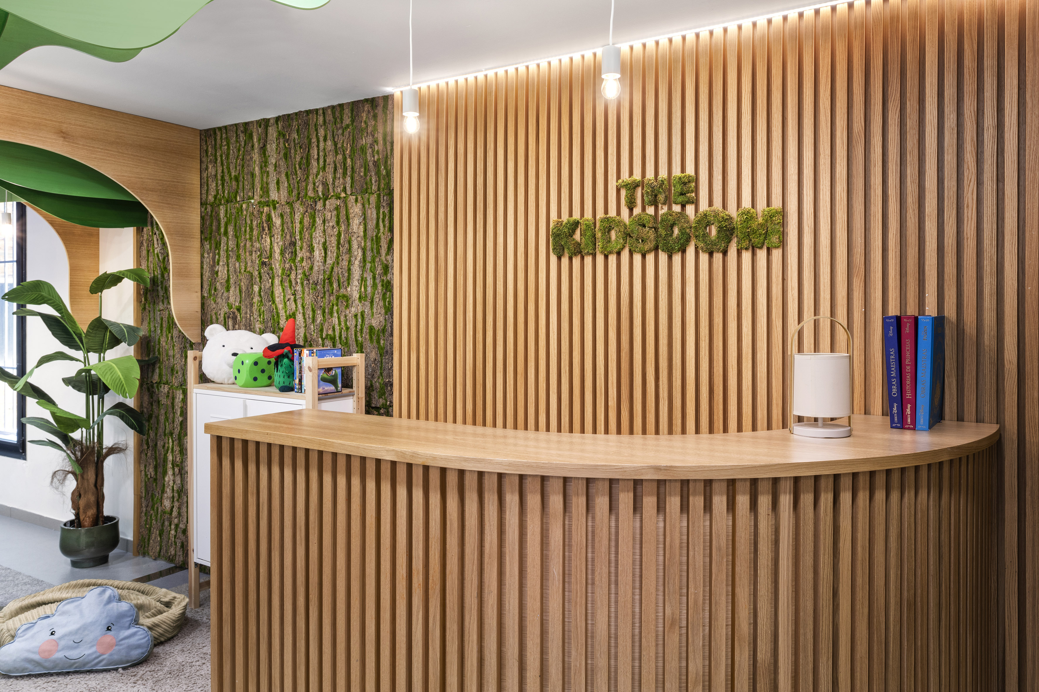 a reception desk in a room