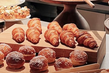 a table with pastries and pastries