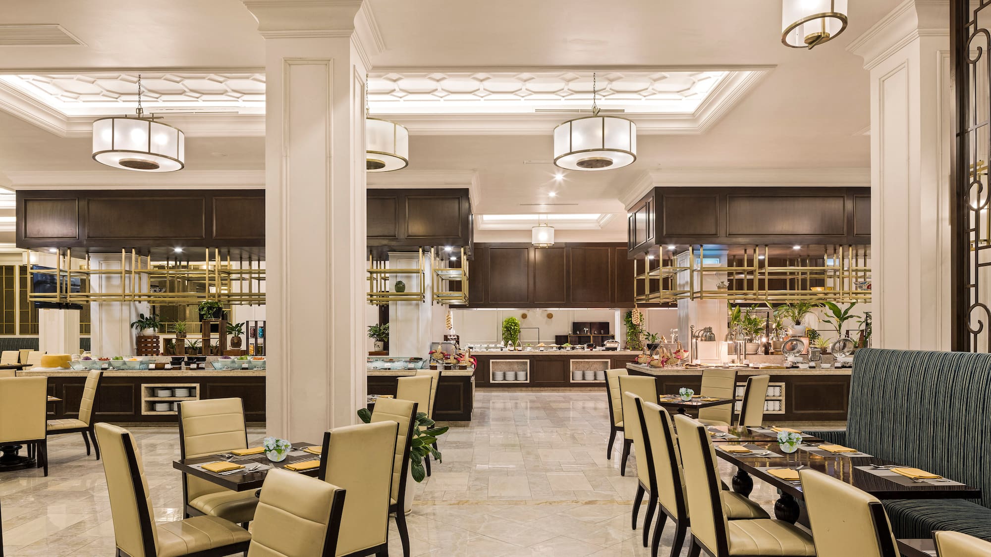 a restaurant with tables and chairs