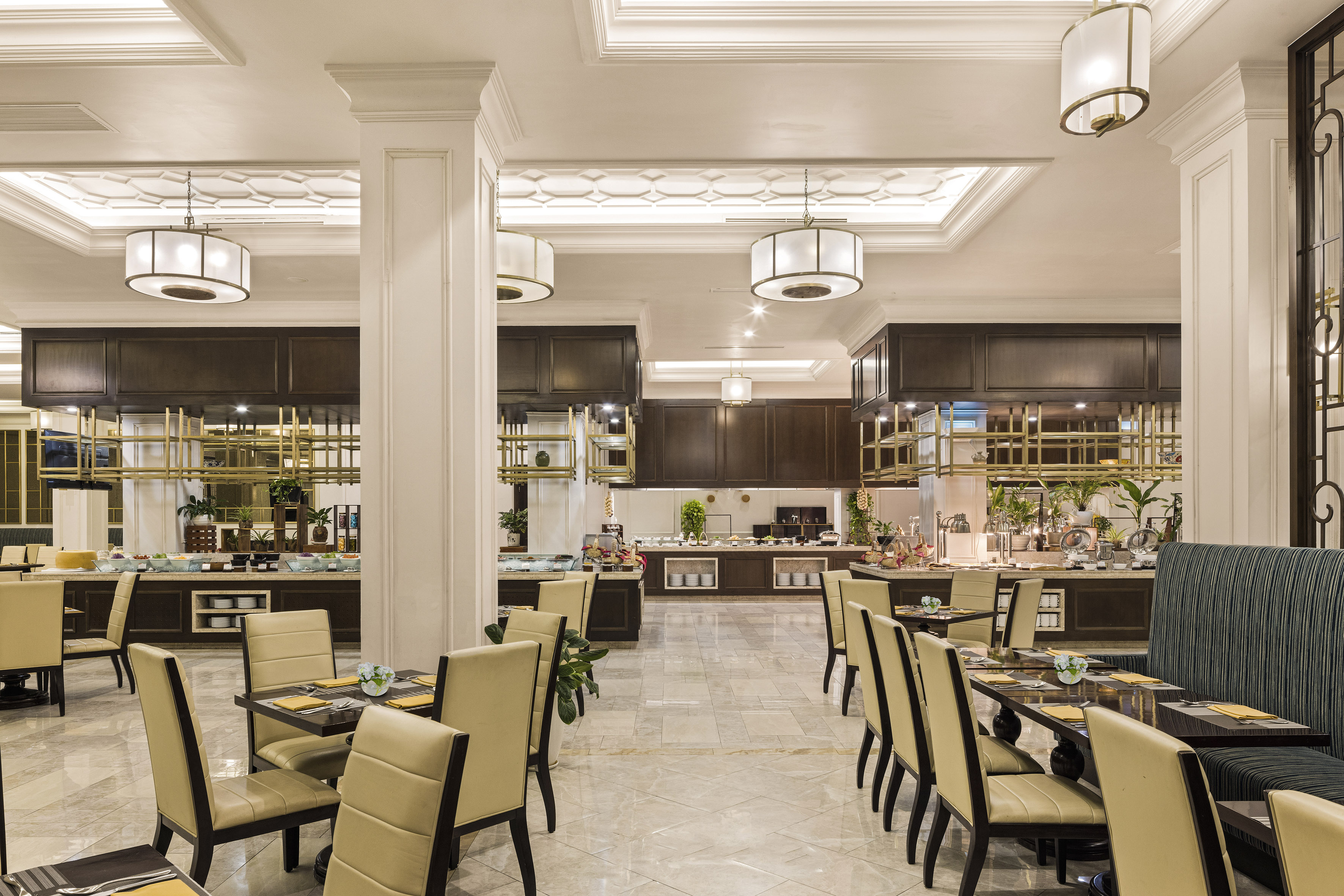 a restaurant with tables and chairs