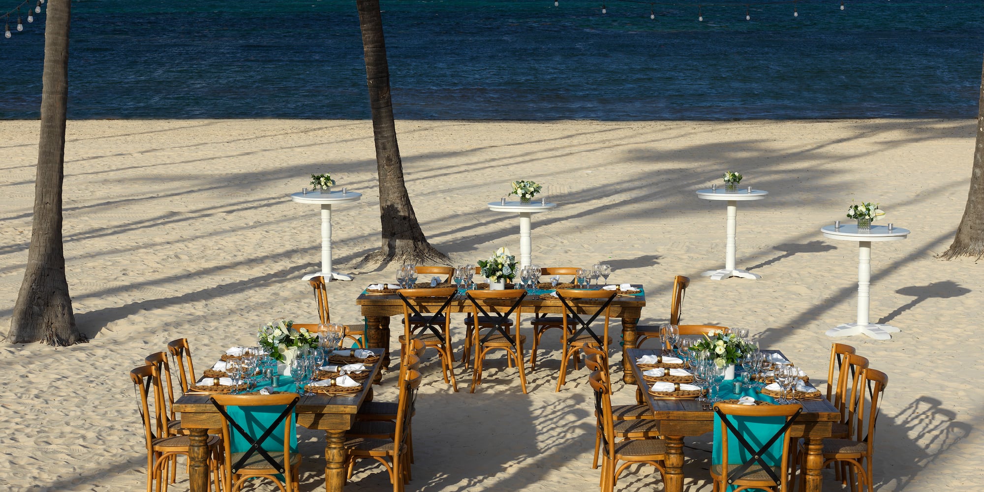 a table set up on a beach