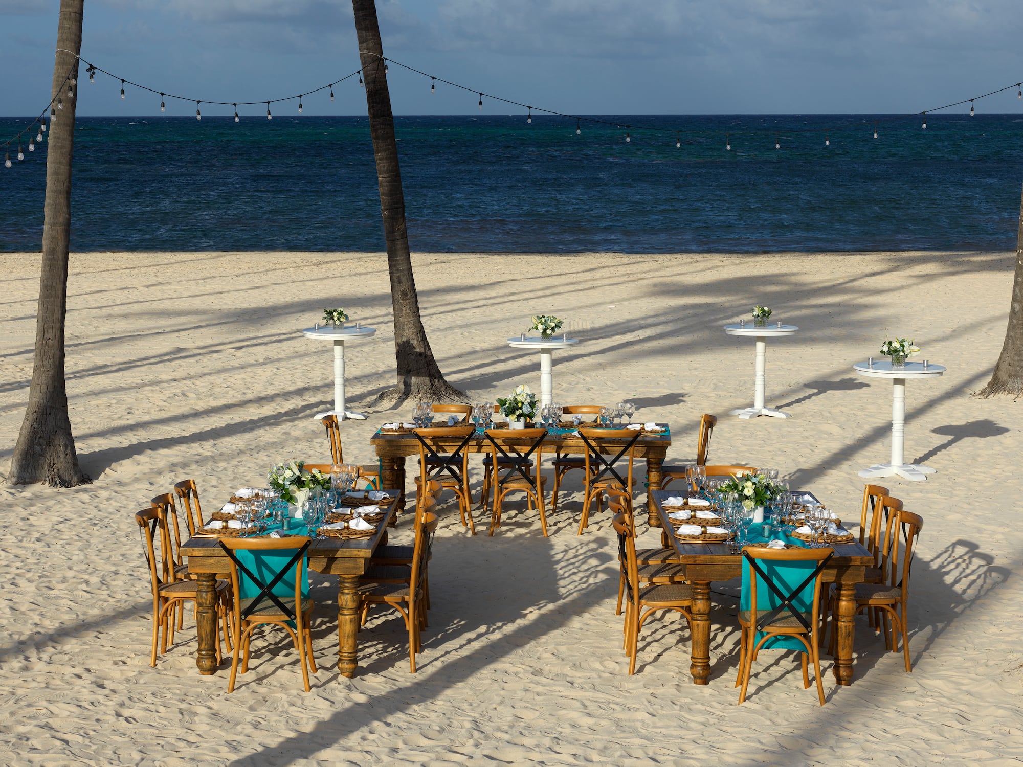 a table set up on a beach