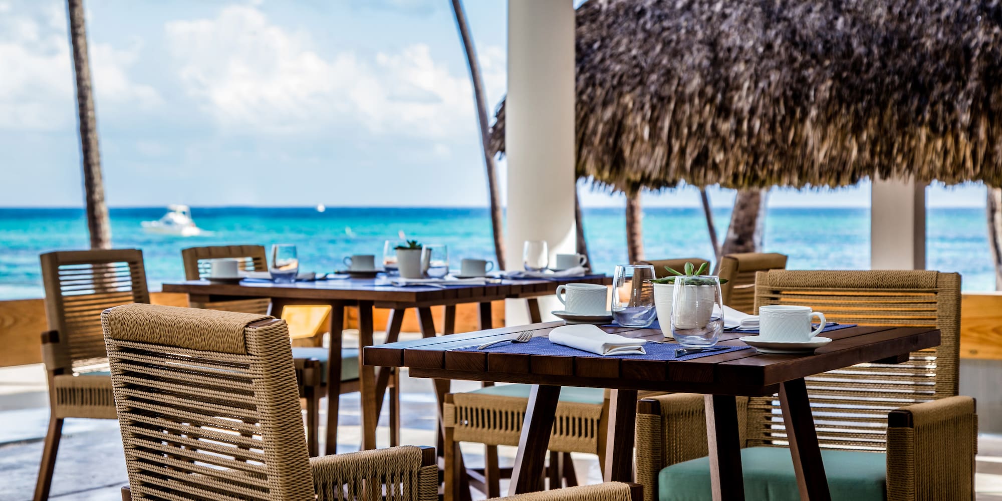 a table set up on a beach