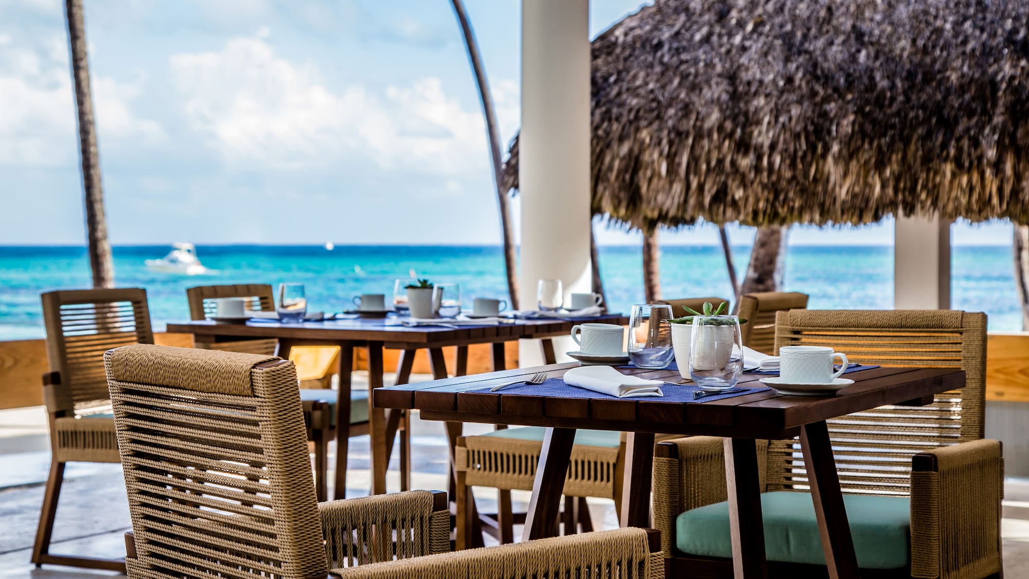 a table set up on a beach