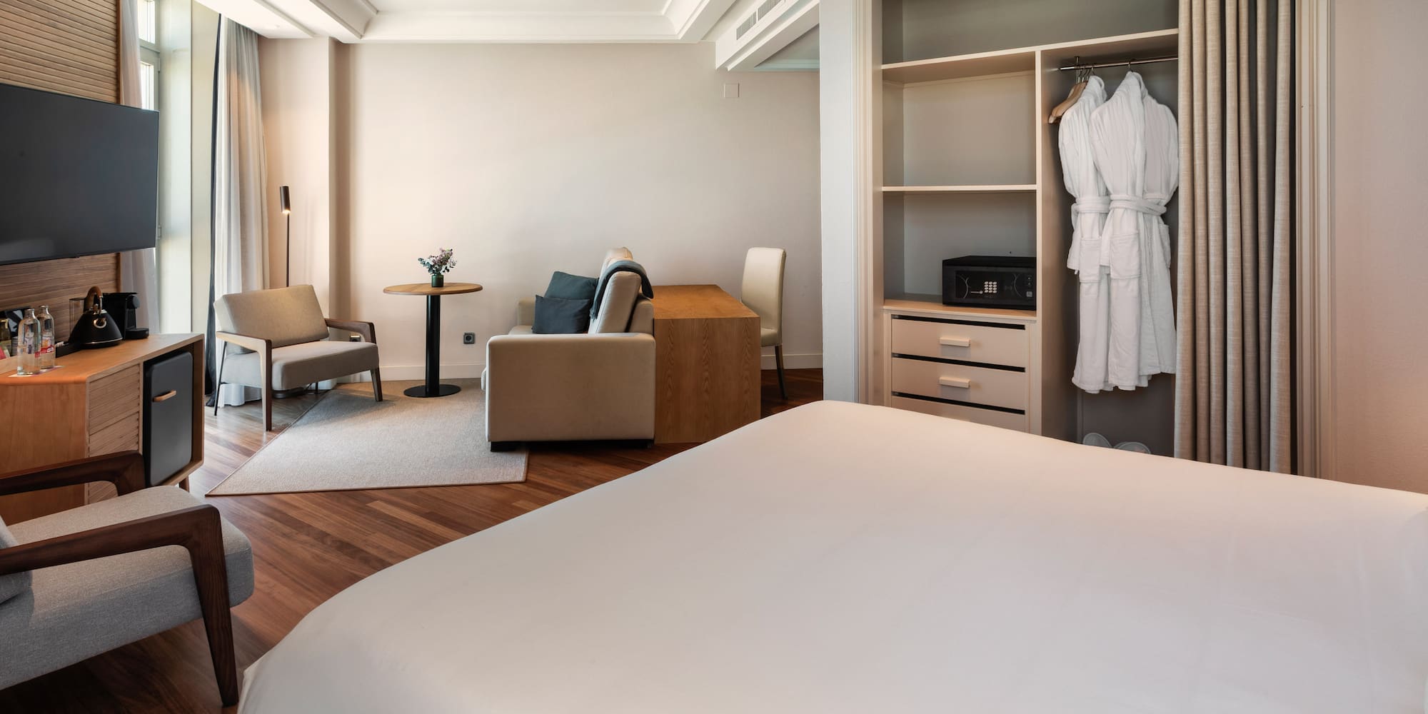 a room with a bed and a closet