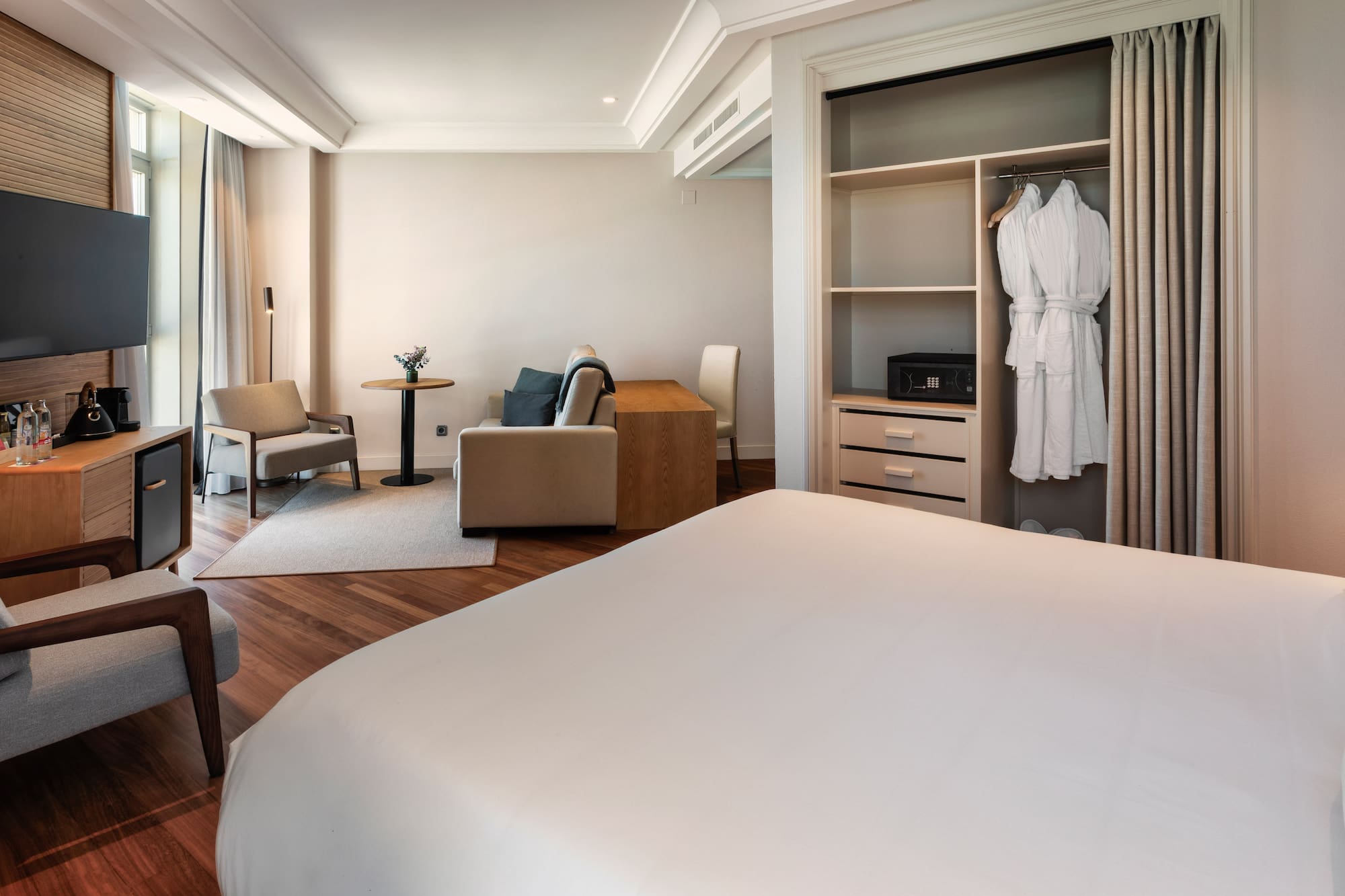 a room with a bed and a closet