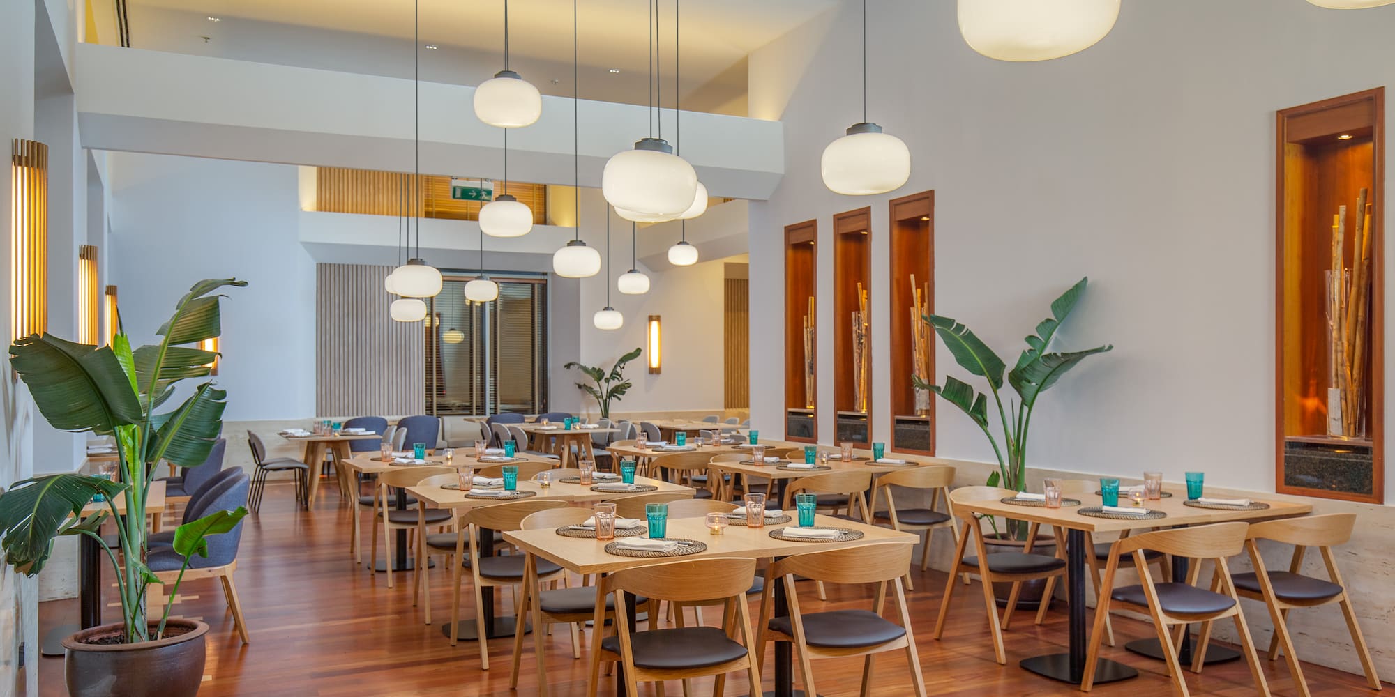 a room with tables and chairs