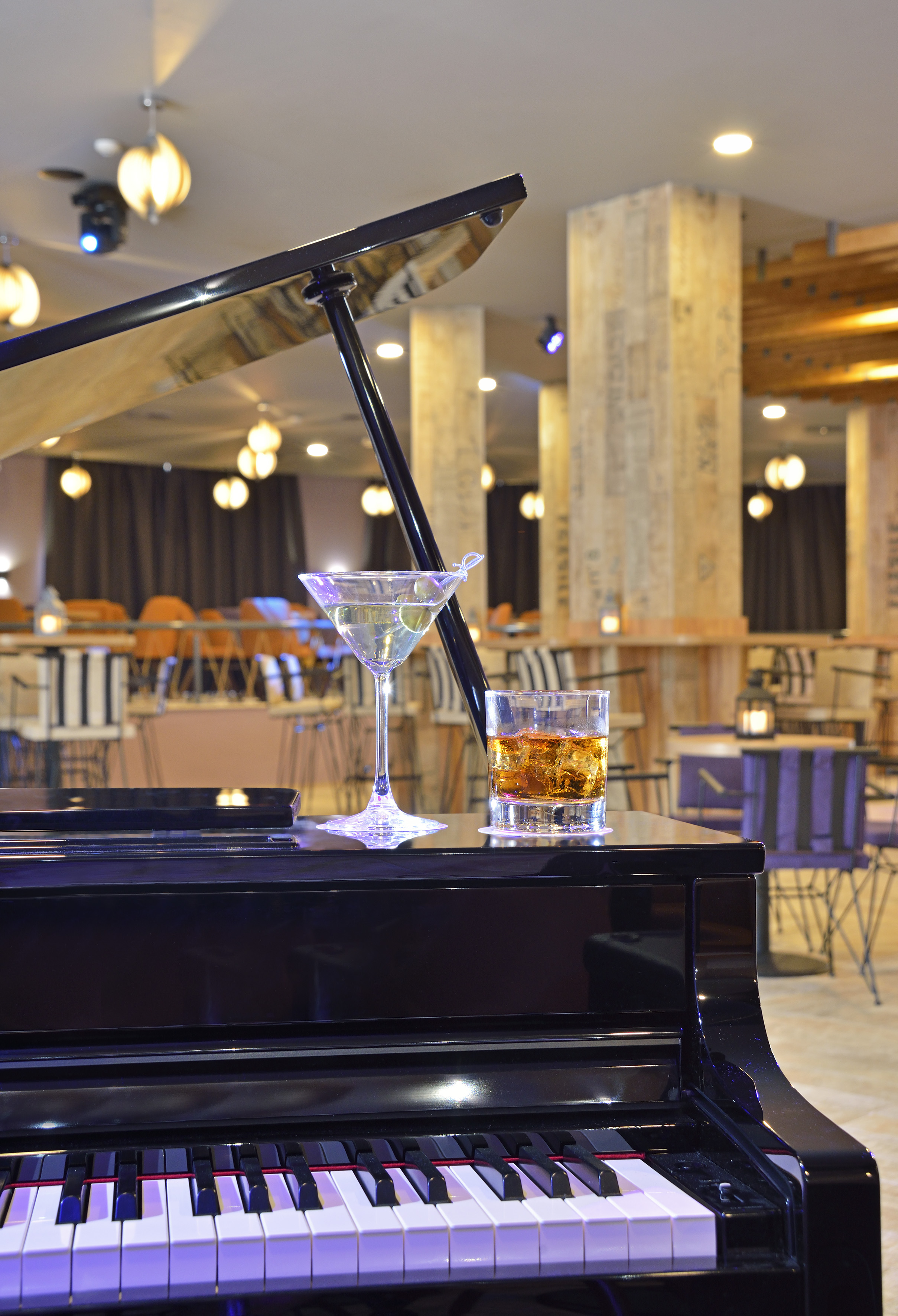 a glass on a piano - Bar Sofia, Brunch - SOL Luna Bay, Obzor