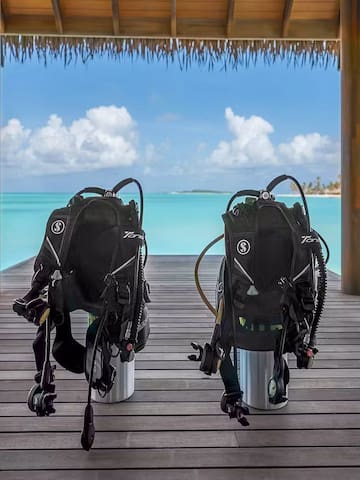 scuba diving gear on a deck