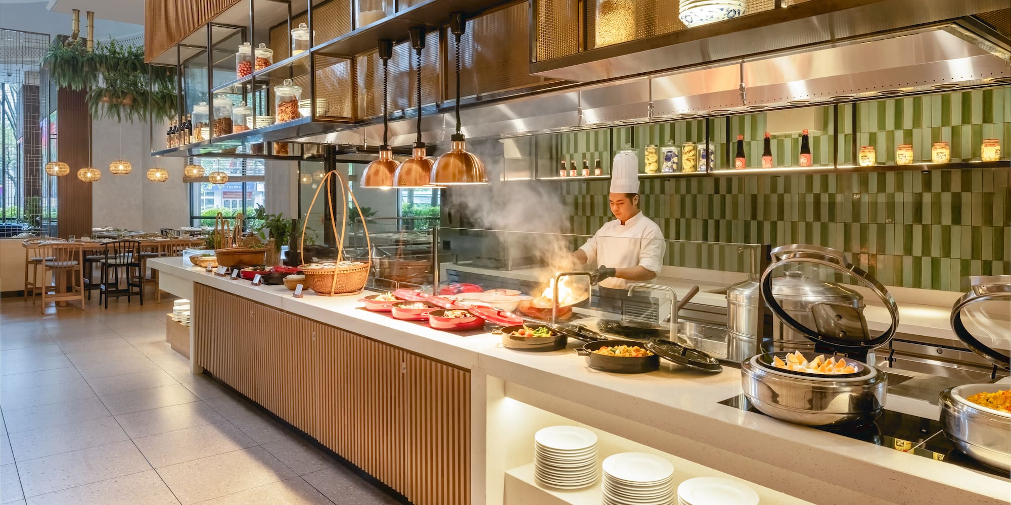 a chef cooking in a restaurant