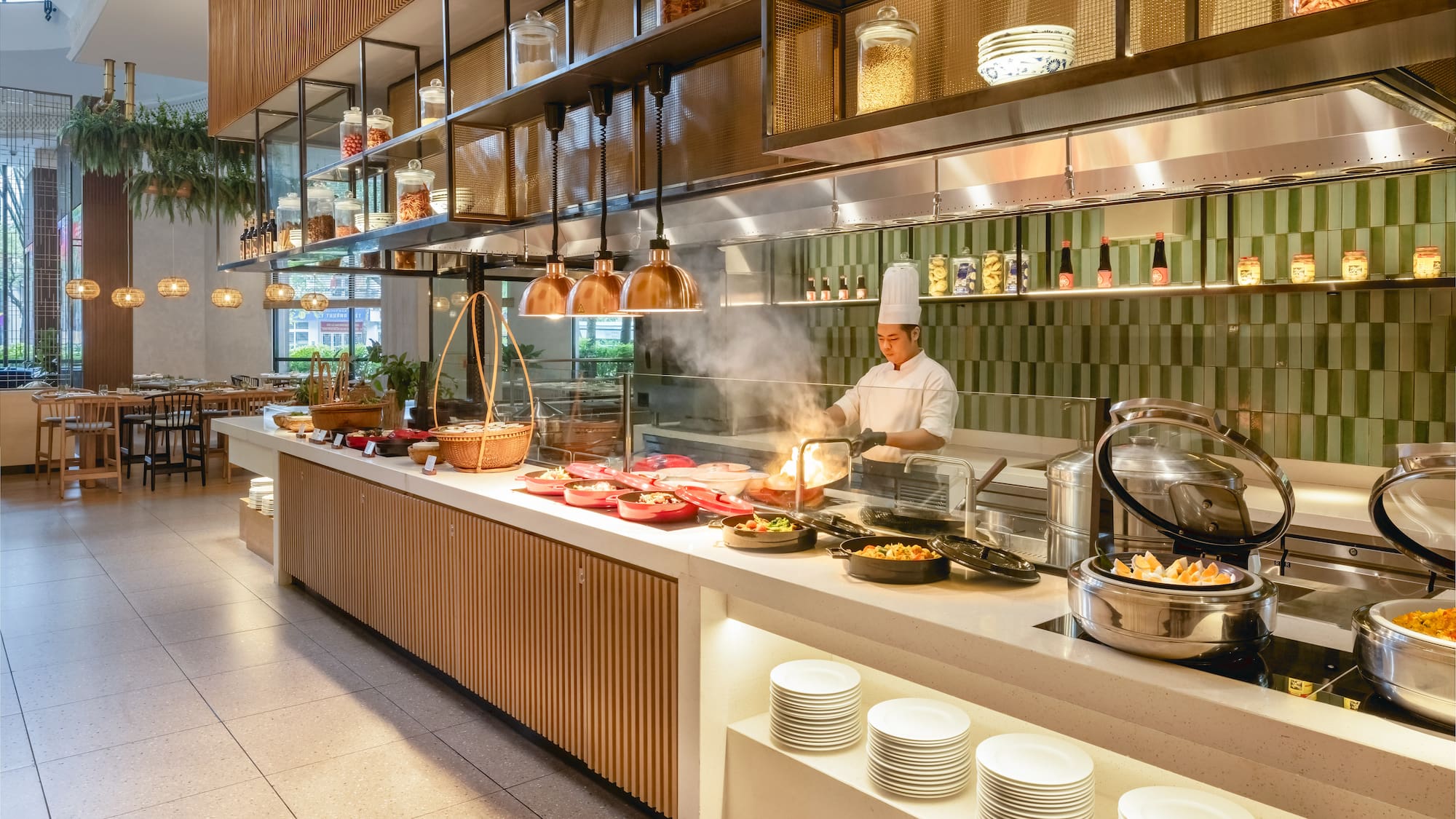 a chef cooking in a restaurant
