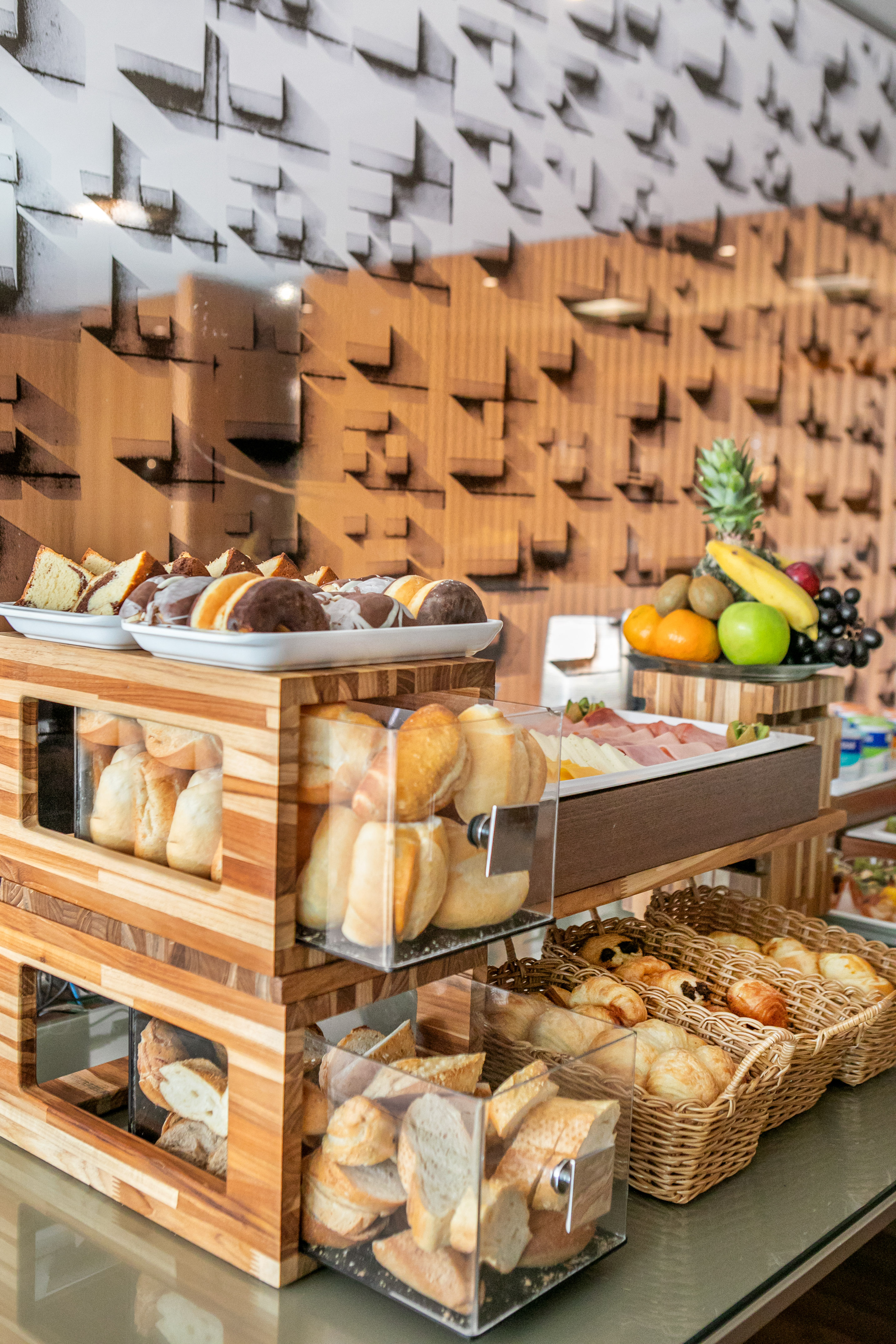 a display of food on a counter