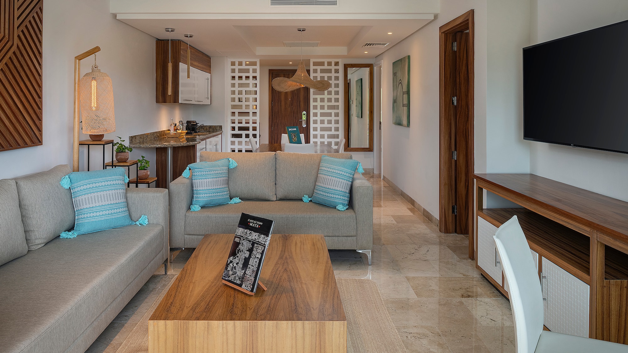 a living room with a couch and a coffee table