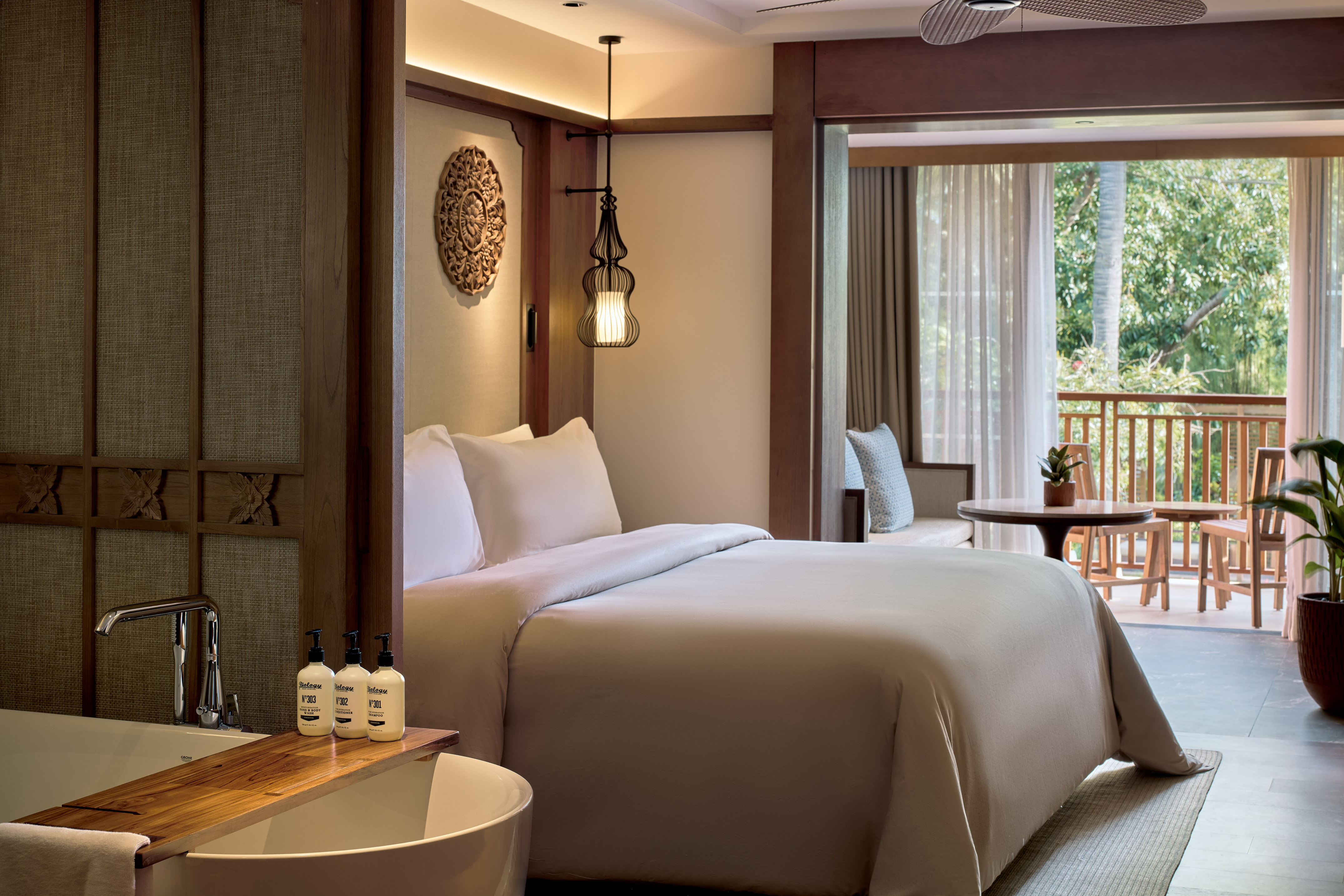 a bed in a room