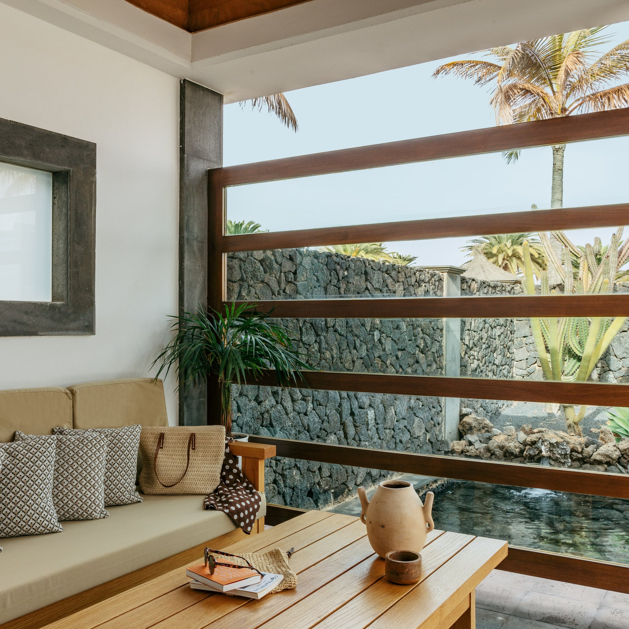 a room with a couch and a table