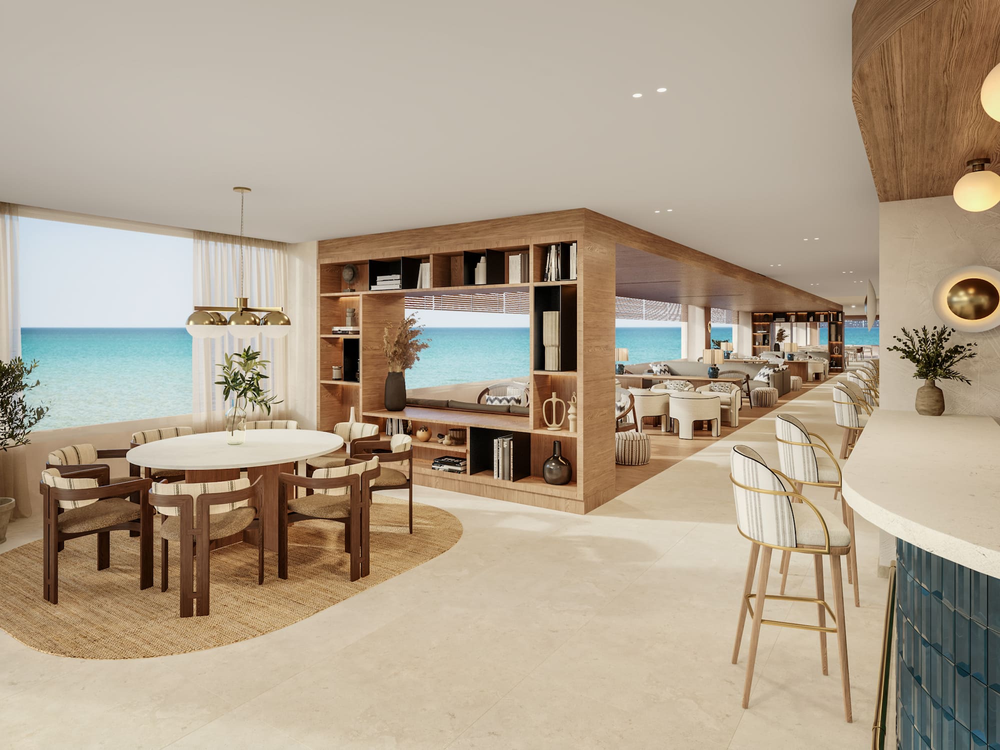 a room with a large table and chairs