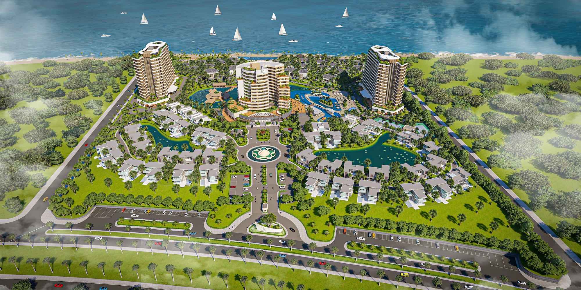 a aerial view of a city