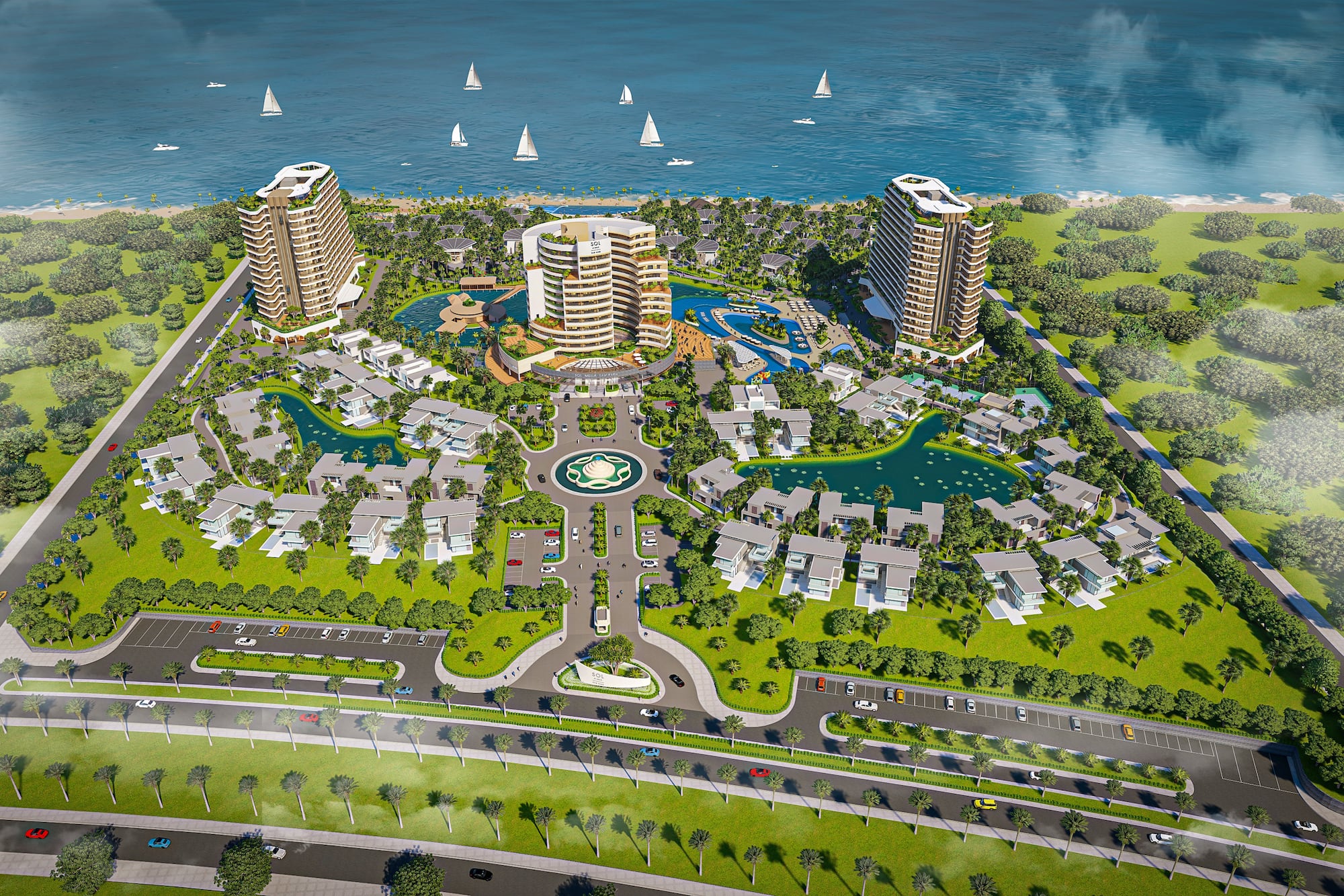 a aerial view of a city