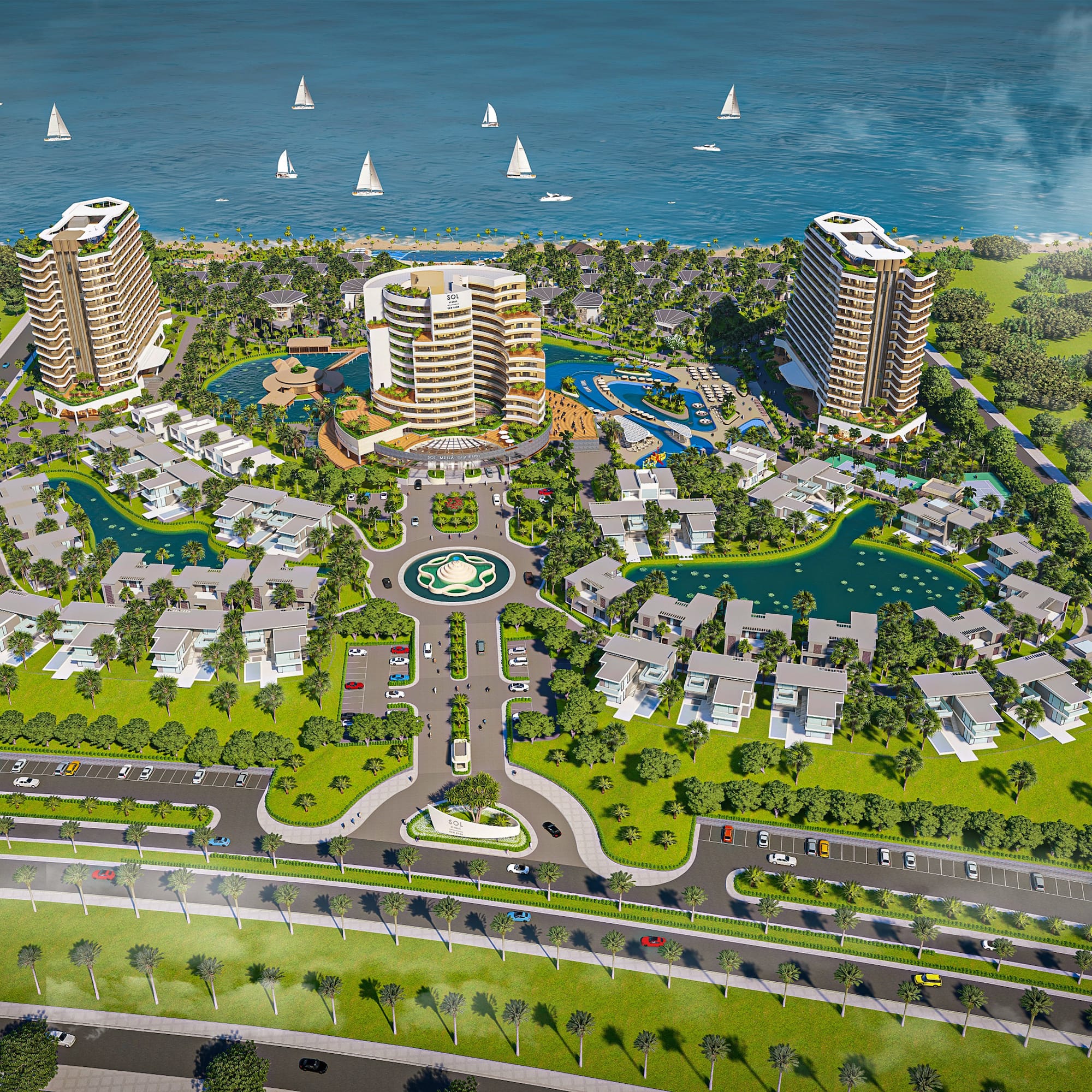 a aerial view of a city