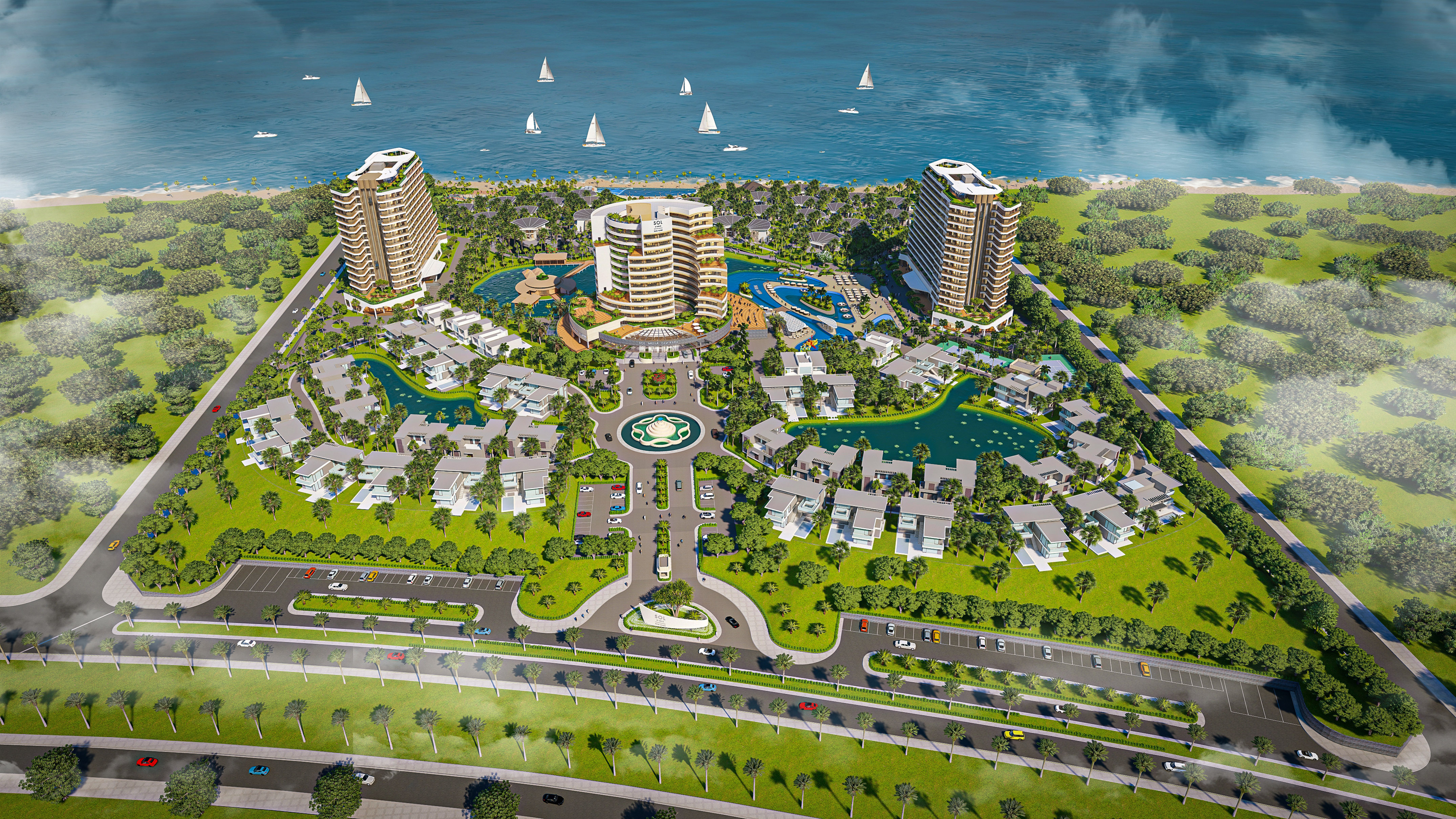 a aerial view of a city