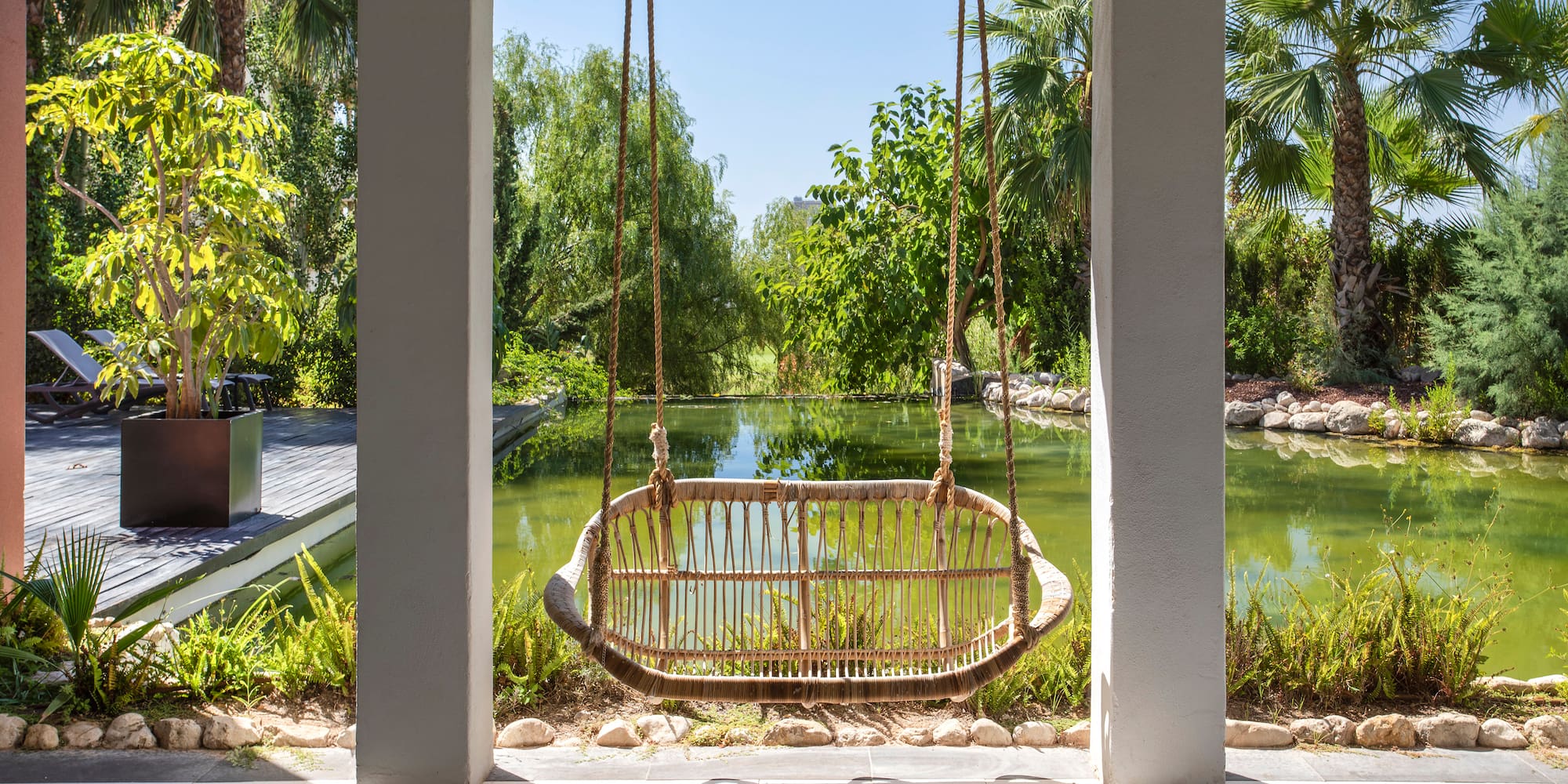 a swing from a porch