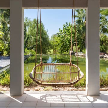 a swing from a porch