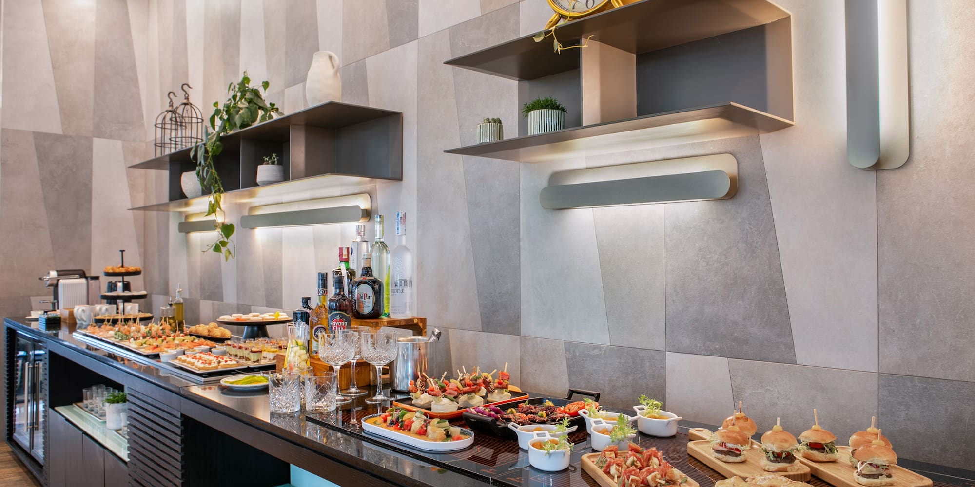 a table with different food items