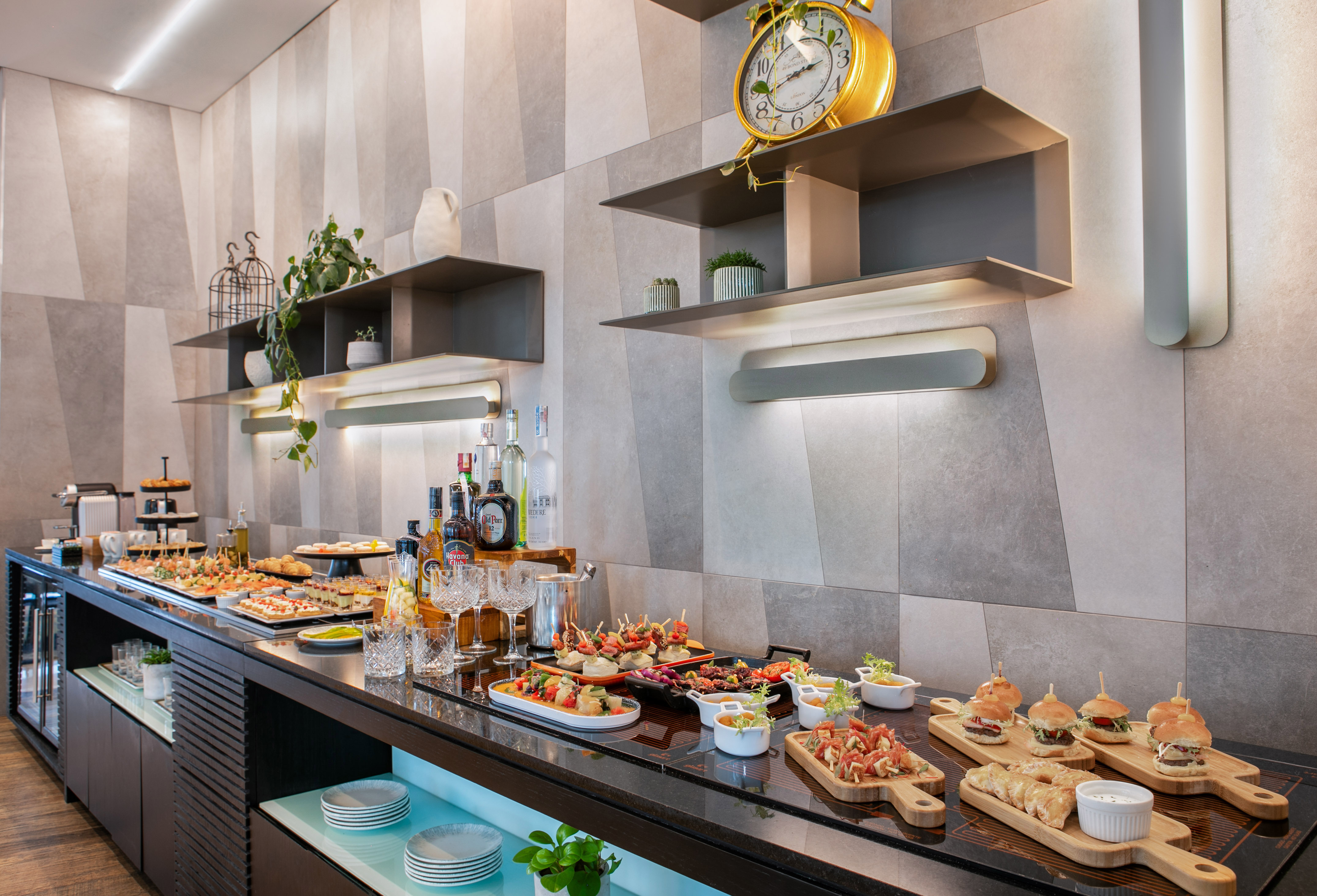a table with different food items