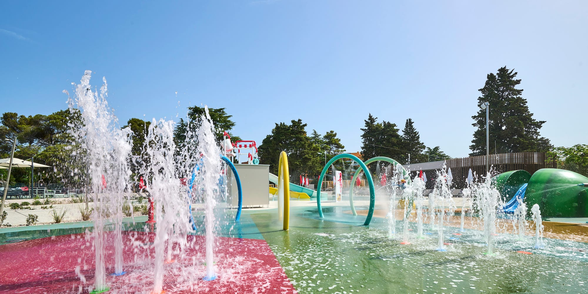 water fountains in a park