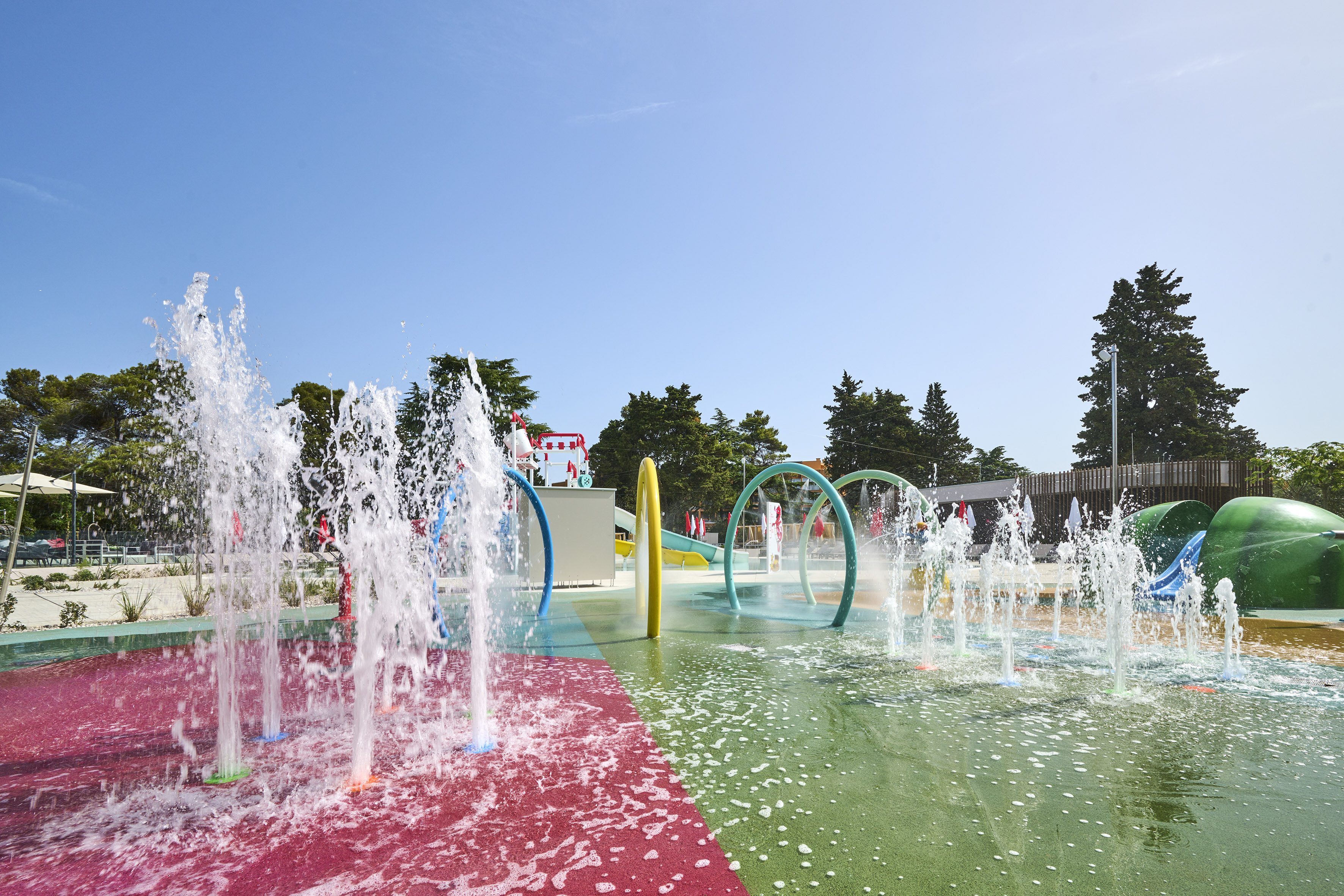 water fountains in a park