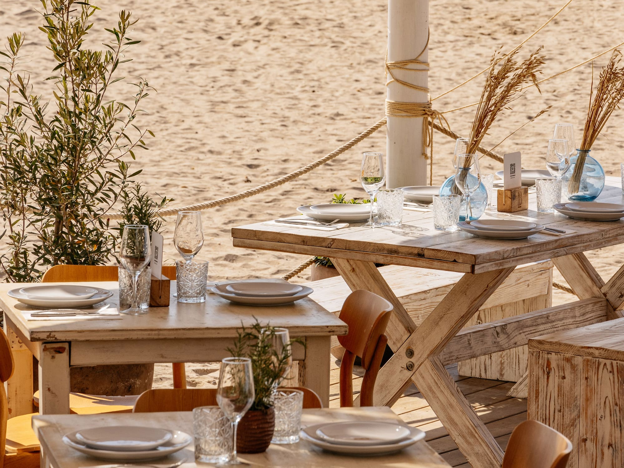 a table set up on a beach