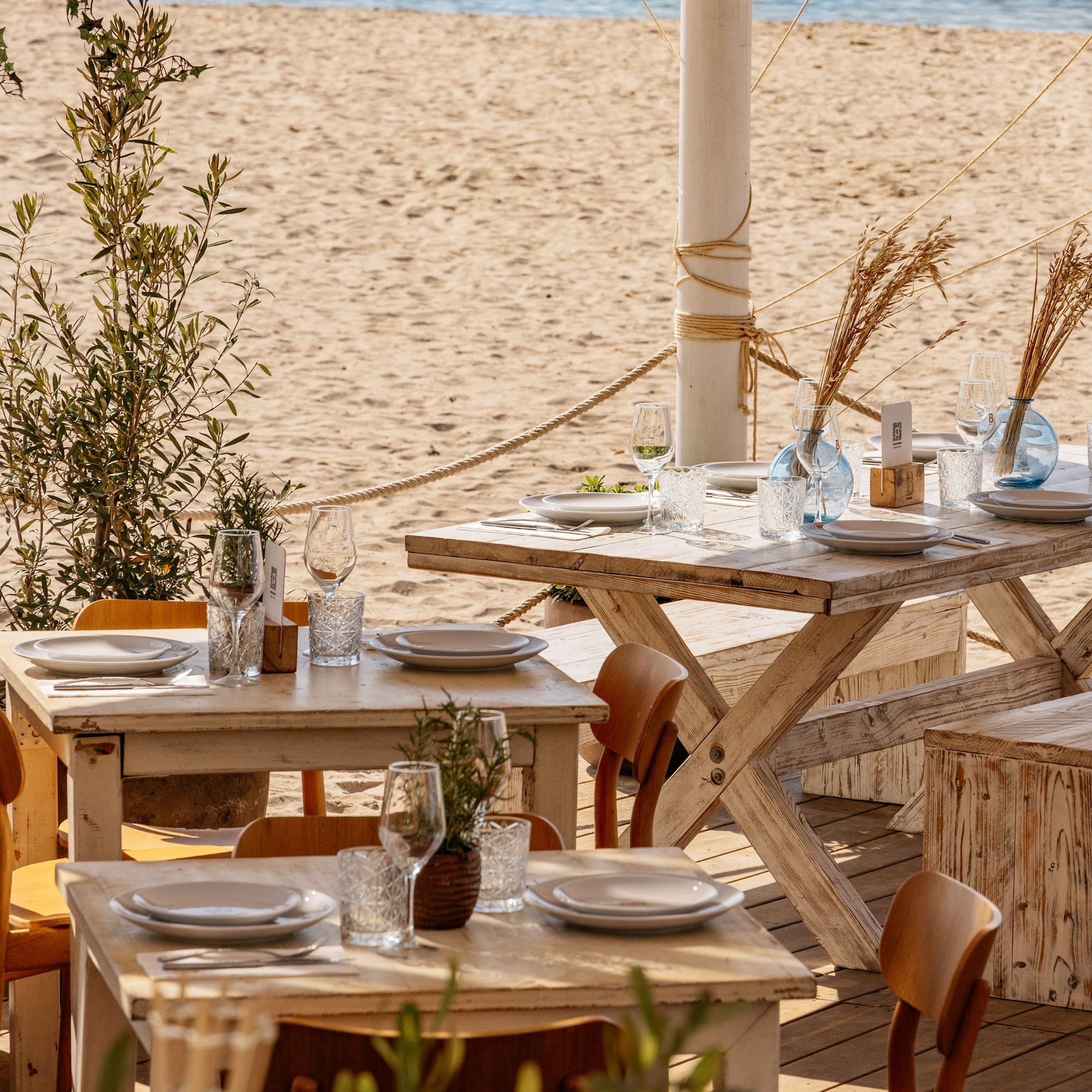 a table set up on a beach