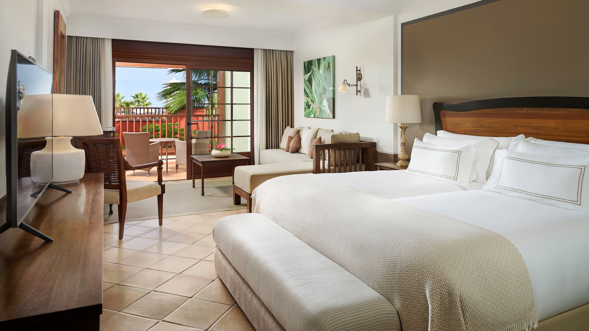 a room with a bed and a table