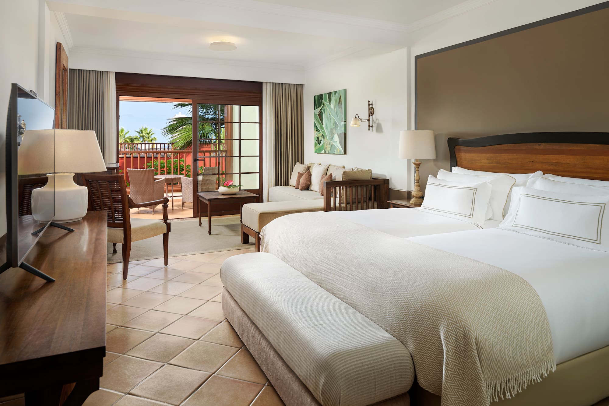 a room with a bed and a table