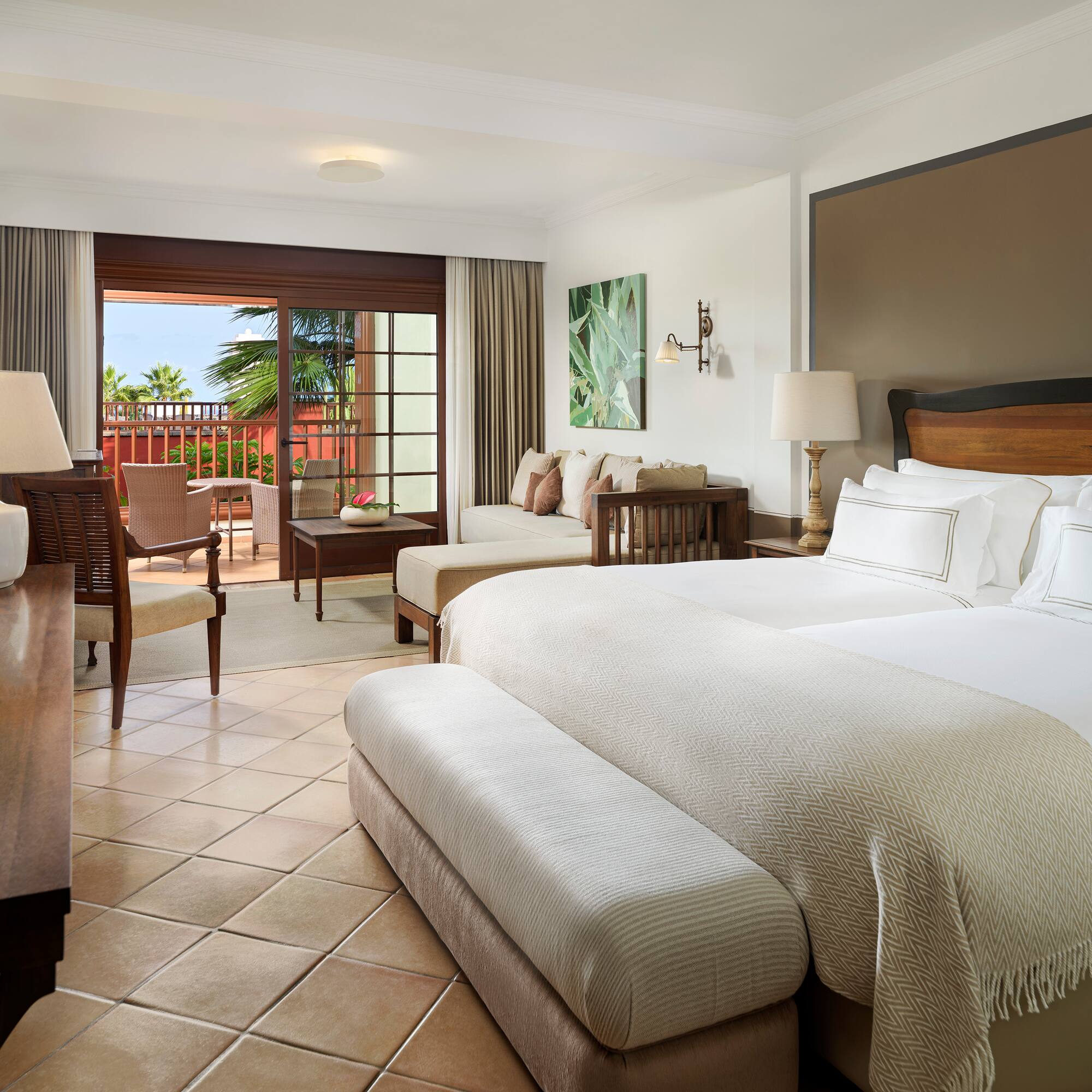 a room with a bed and a table