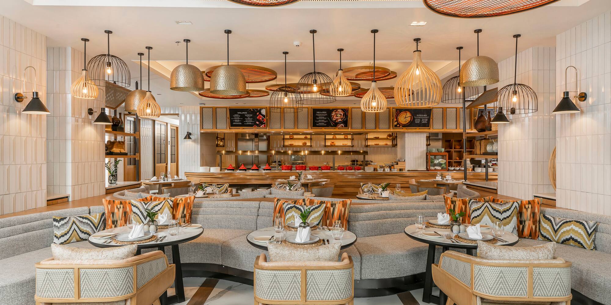 a restaurant with tables and chairs