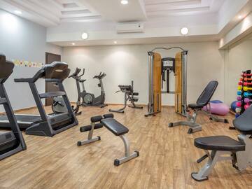 a room with exercise equipment