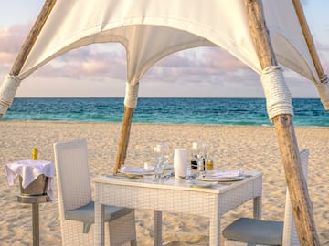 a table set up on a beach