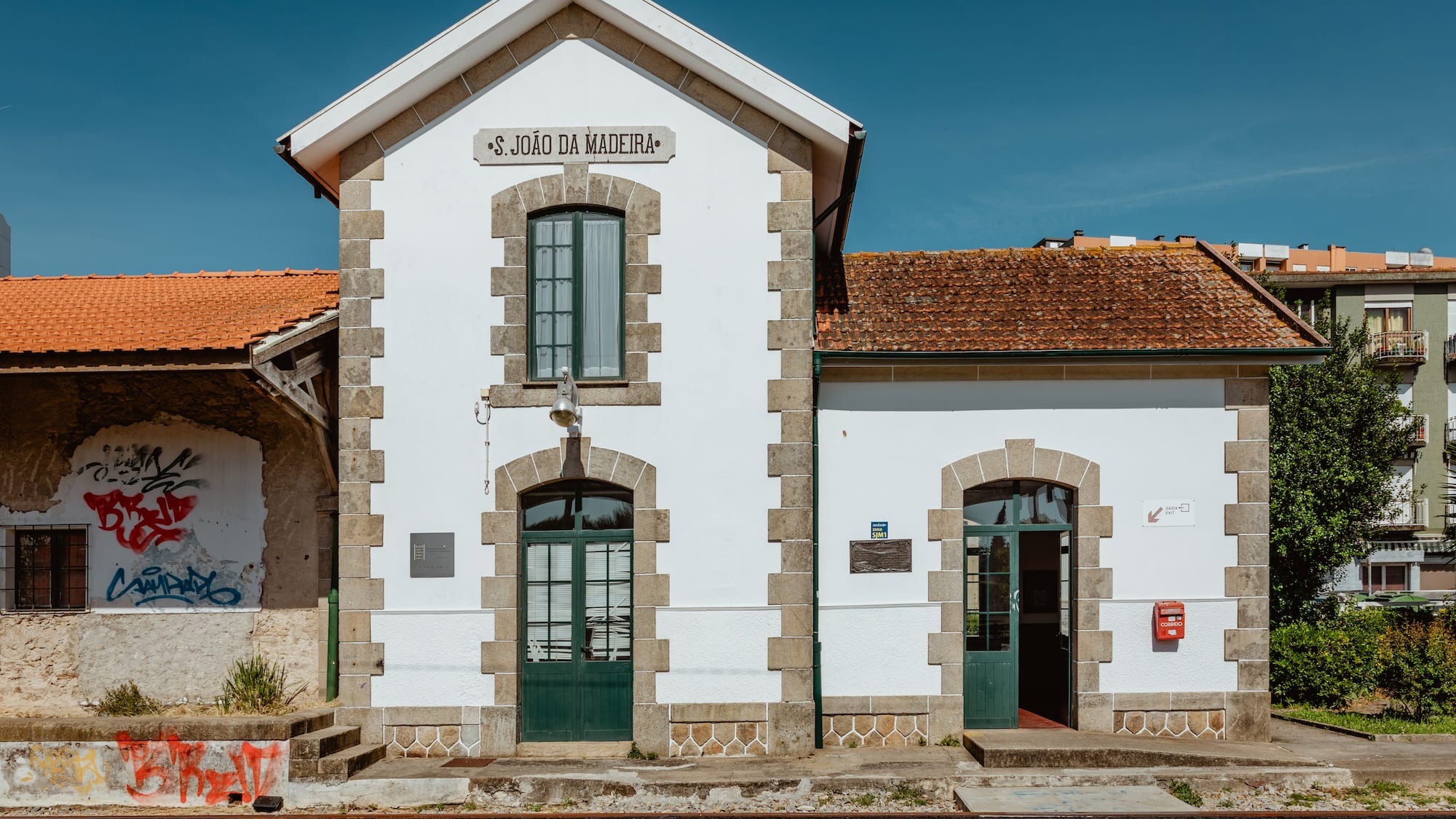 a building with a brick wall